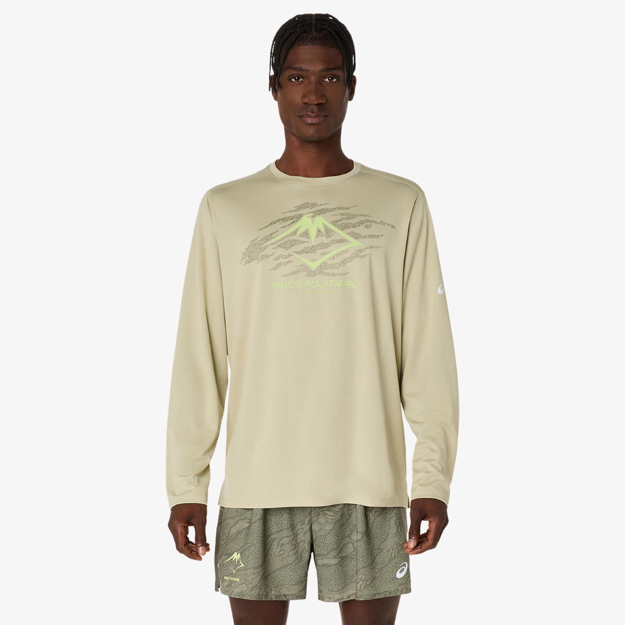 Asics Fujitrail Logo Ls Top Erkek Yeşil T-Shirt