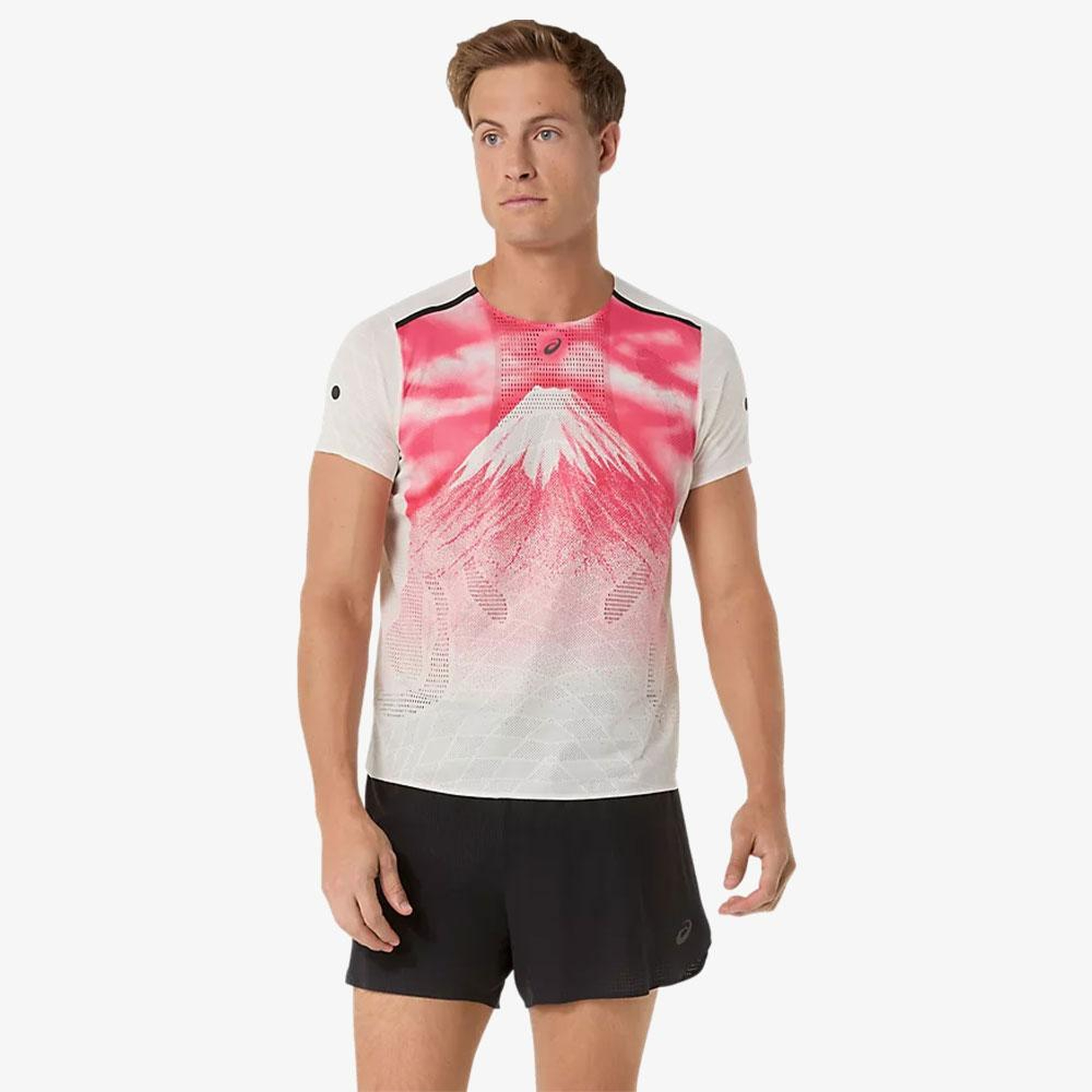 Asics Fujitrail Elite Graphic Erkek Beyaz Koşu T-shirt