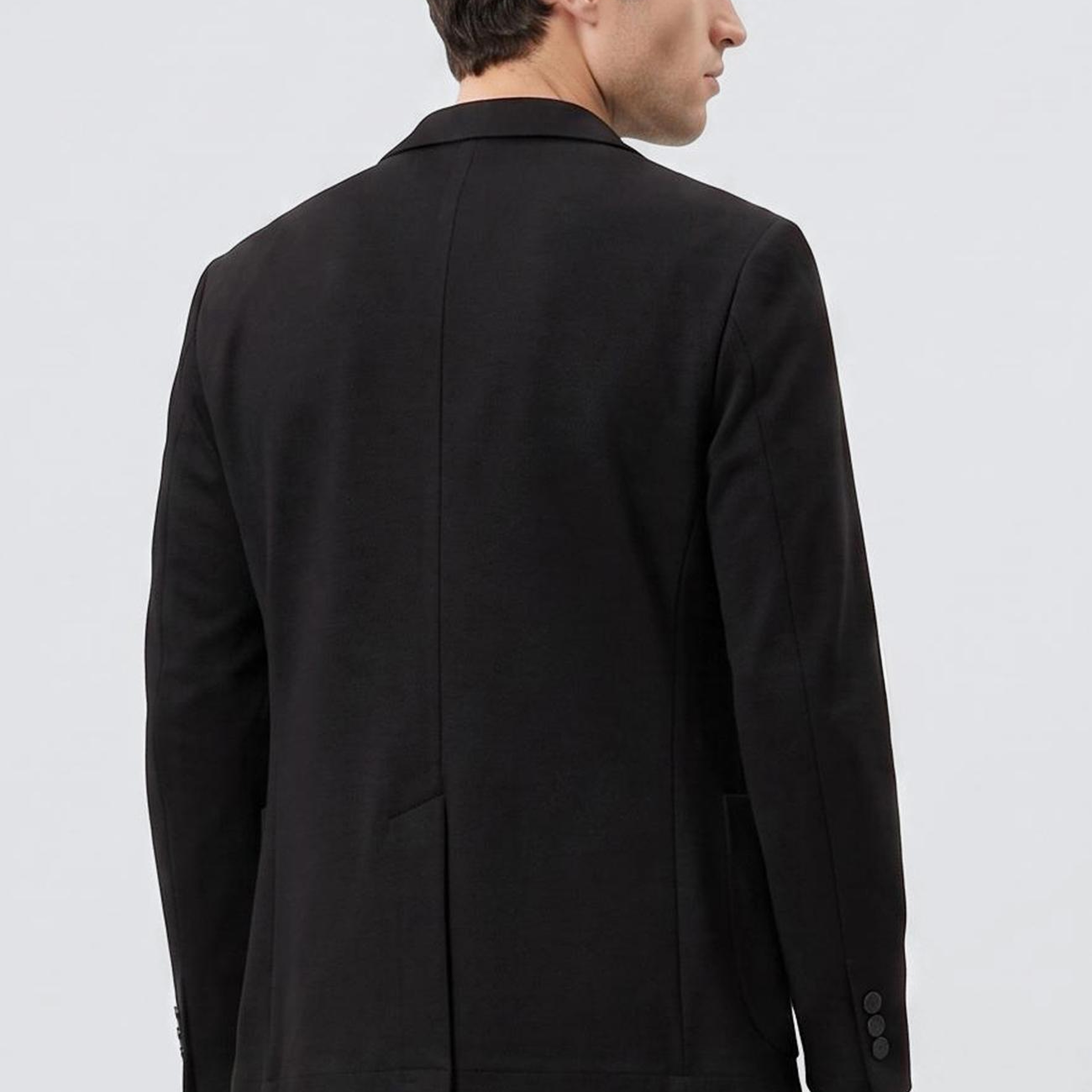 Network Erkek Siyah Slim Fit Armür Desen Örme Ceket