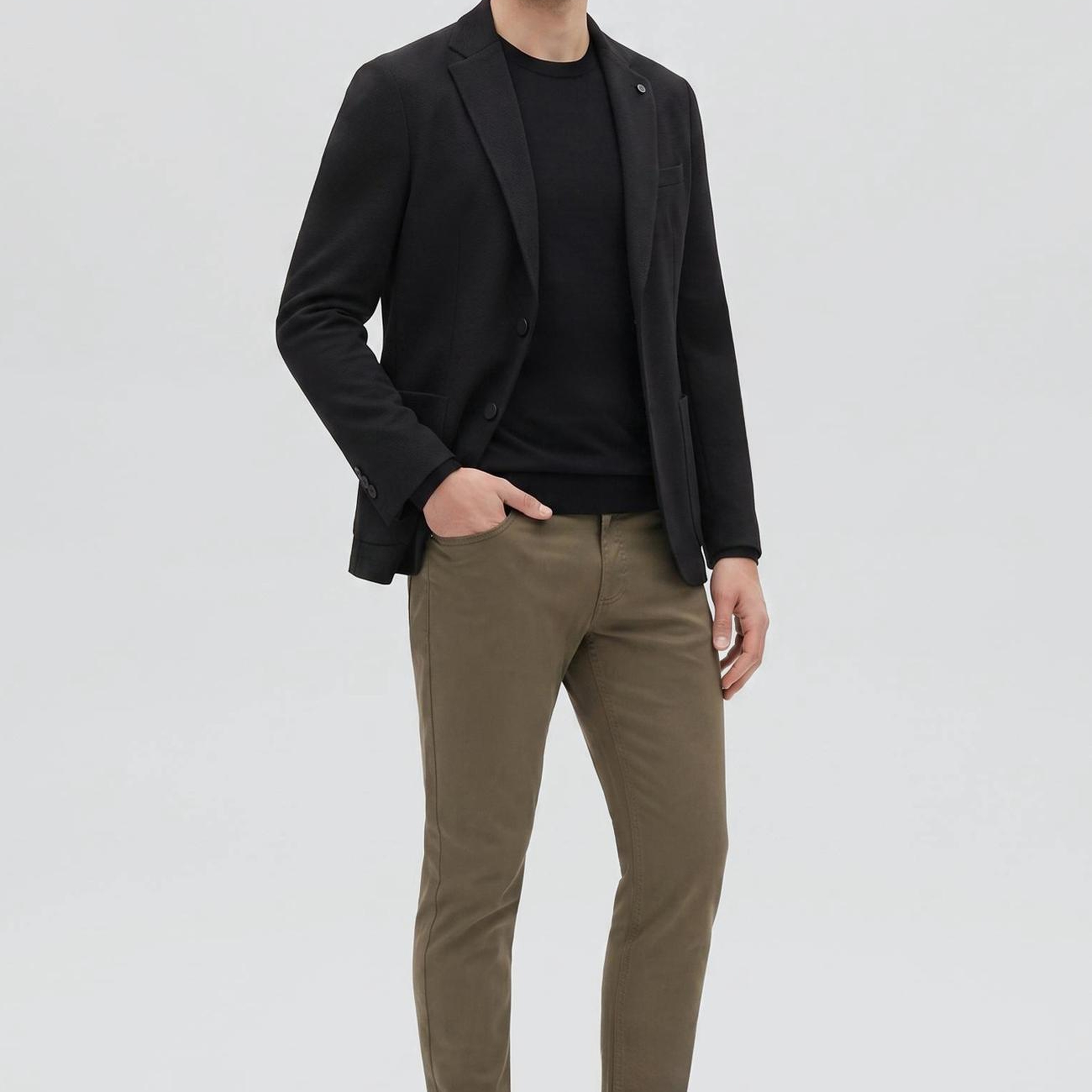 Network Erkek Siyah Slim Fit Armür Desen Örme Ceket