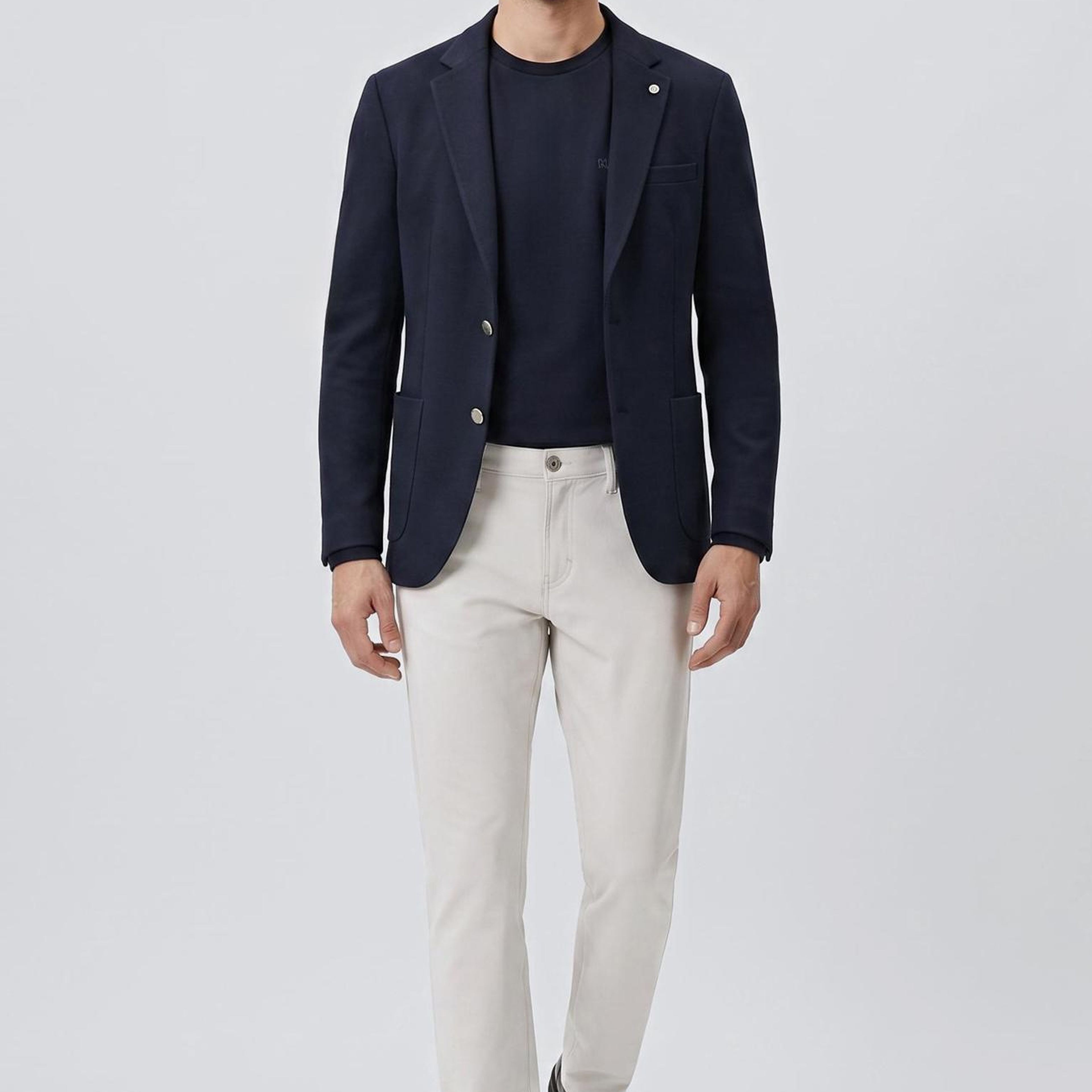 Network Erkek Slim Fit Lacivert Armür Desen Örme Ceket