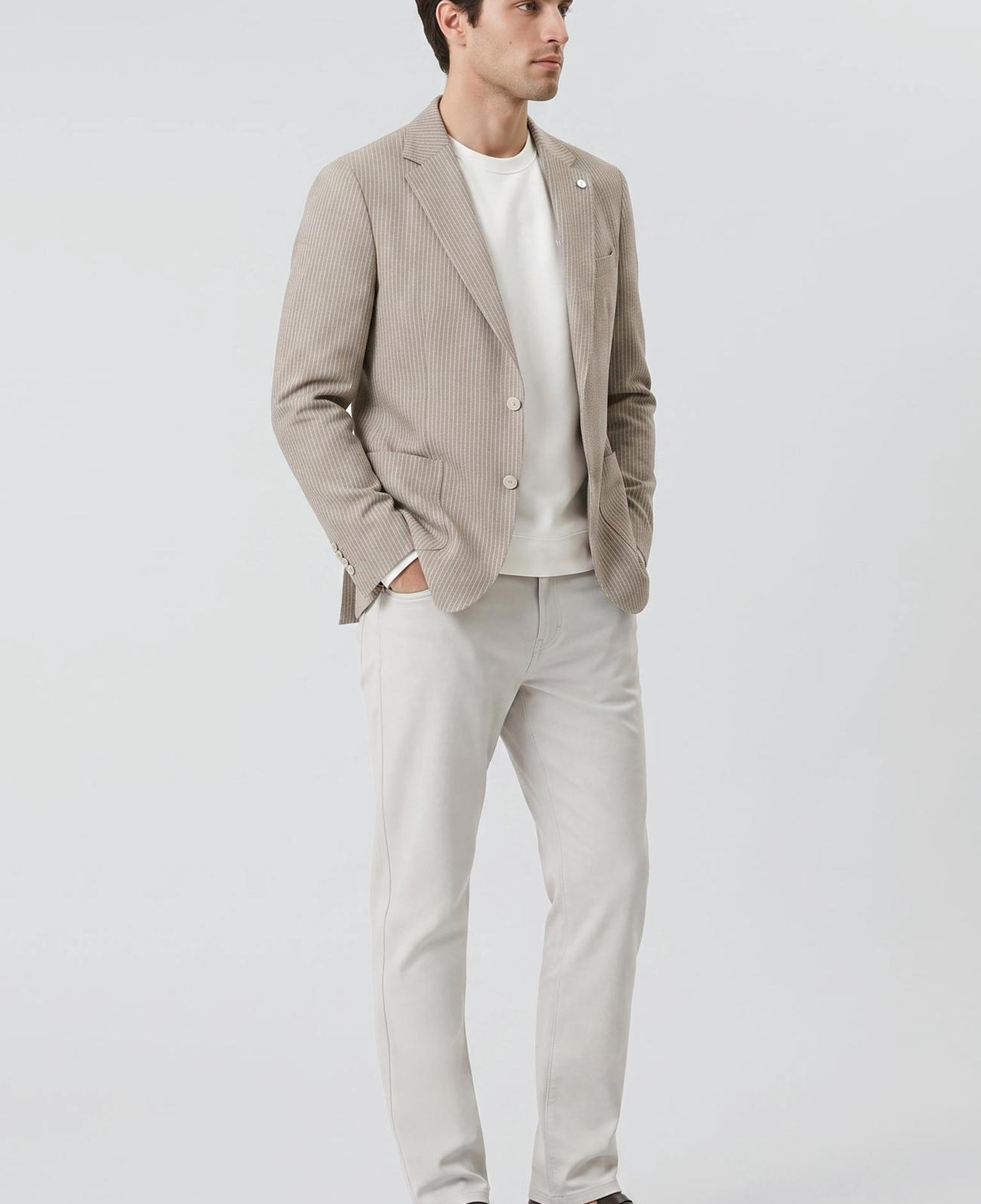 Network Erkek Slim Fit Vizon Mono Yaka Desenli Ceket