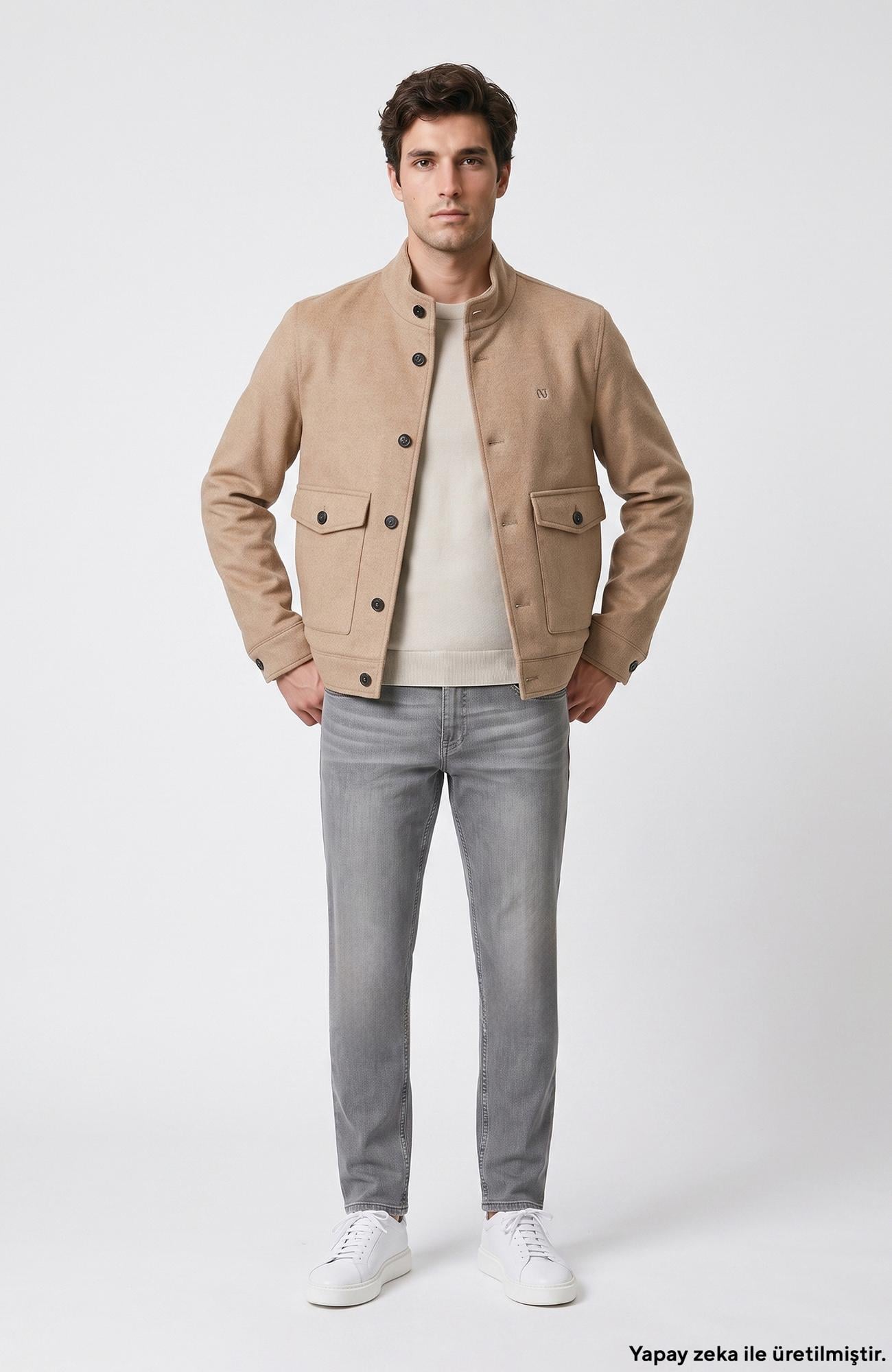 Network Erkek Açık Gri Denim Pantolon