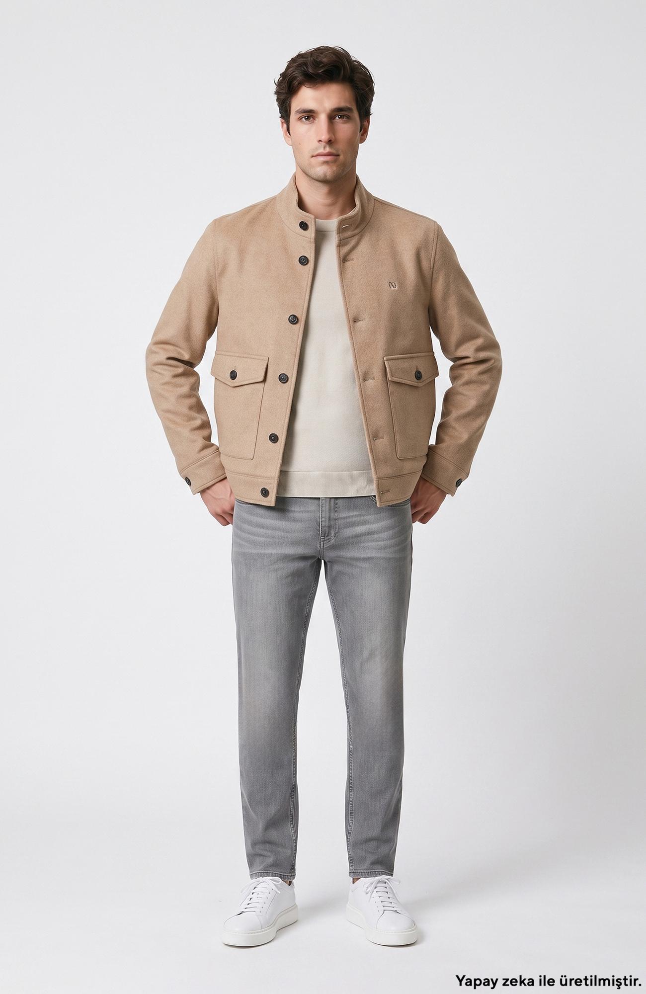 Network Erkek Açık Gri Denim Pantolon