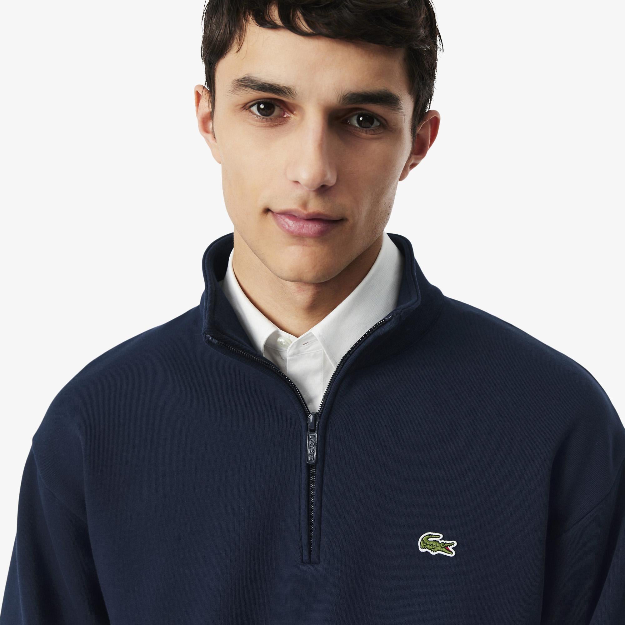Erkek Classic Fit Yarım Fermuarlı Lacivert Sweatshirt