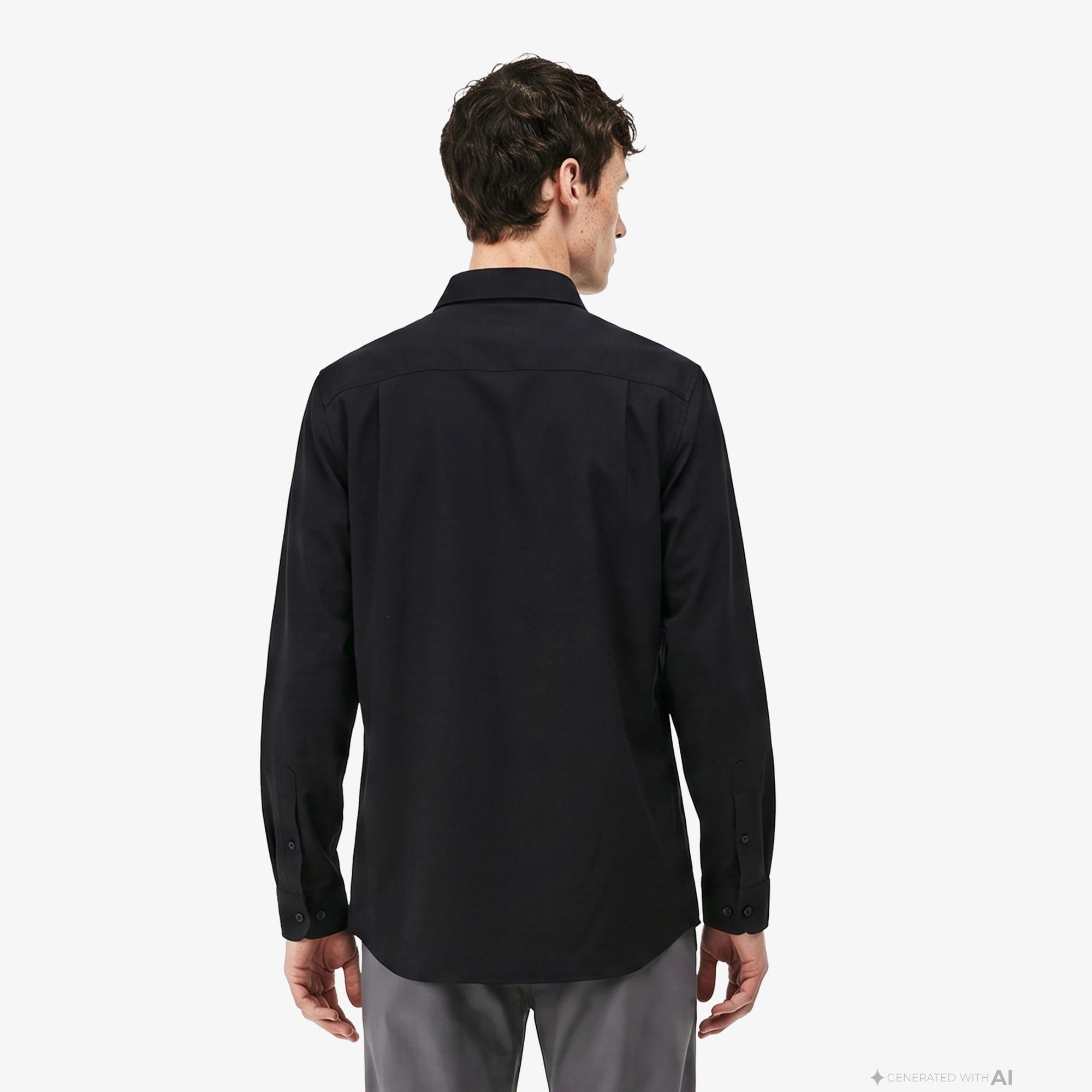 Erkek Slim Fit Siyah Gömlek