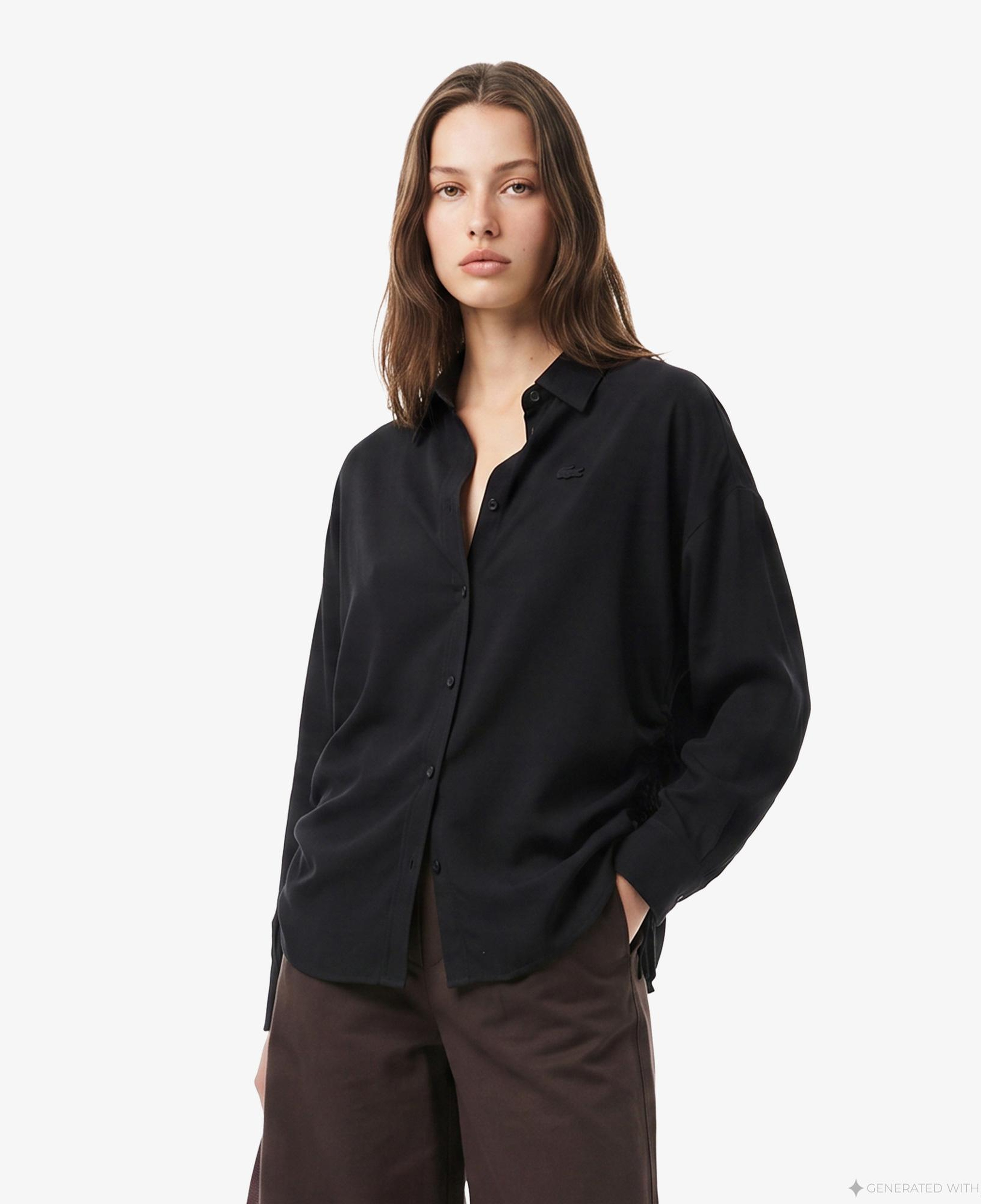 Kadın Relaxed Fit Siyah Gömlek