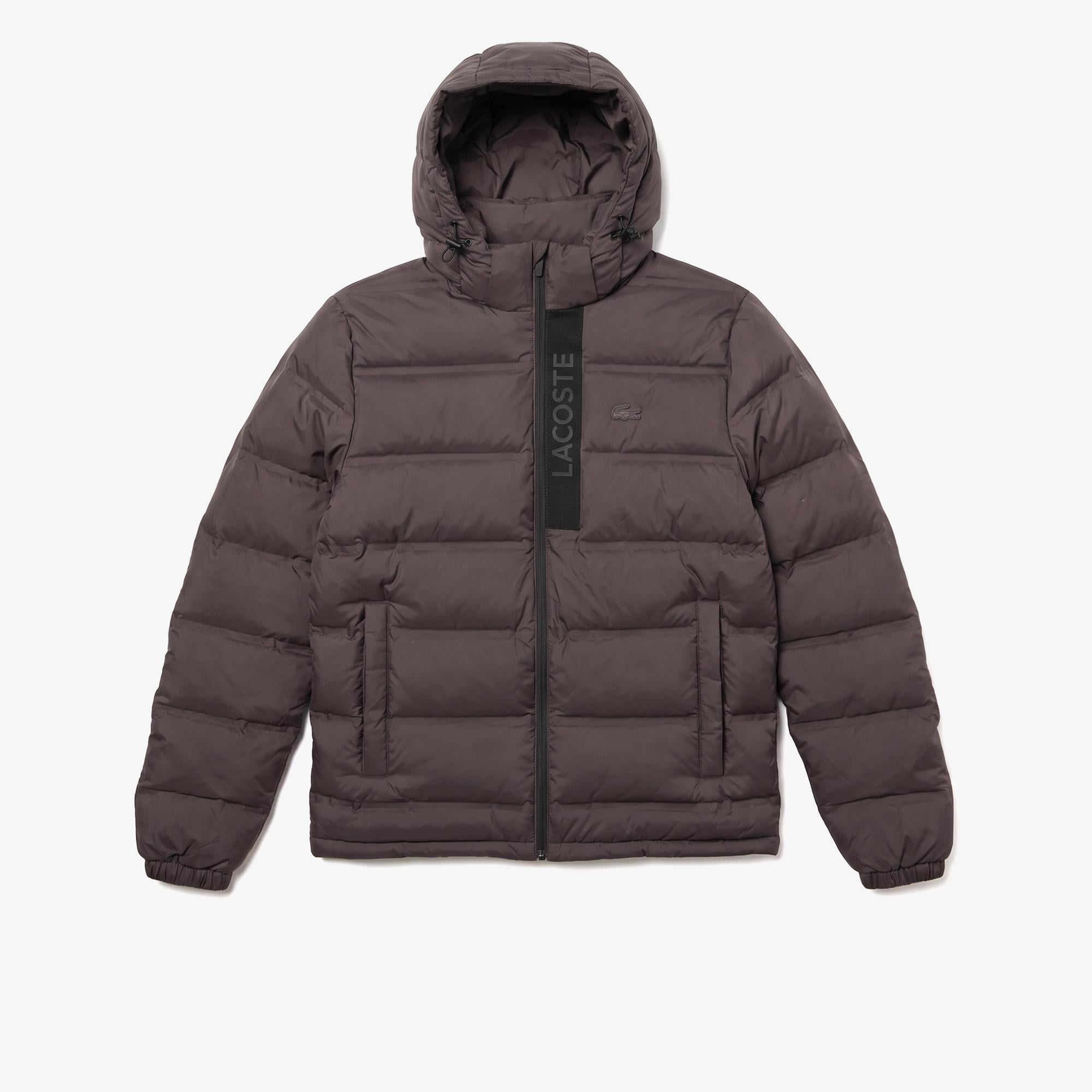 Erkek Regular Fit Kapüşonlu Koyu Kahverengi Şişme Mont