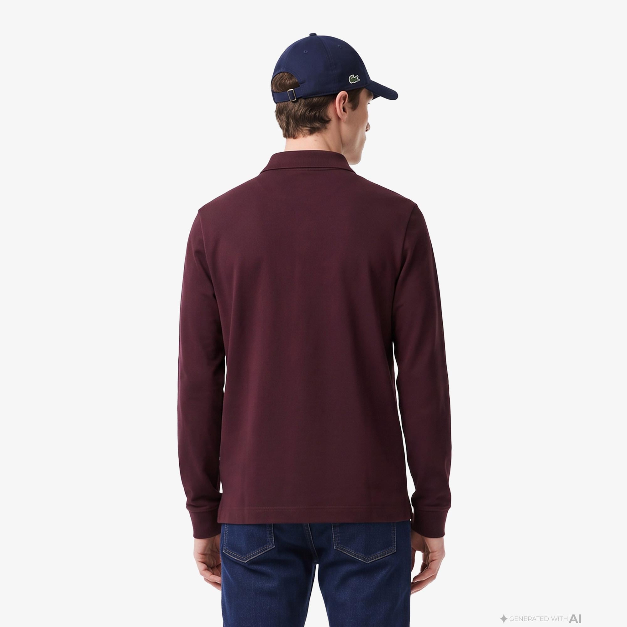 Erkek Regular Fit Uzun Kollu Bordo Paris Polo