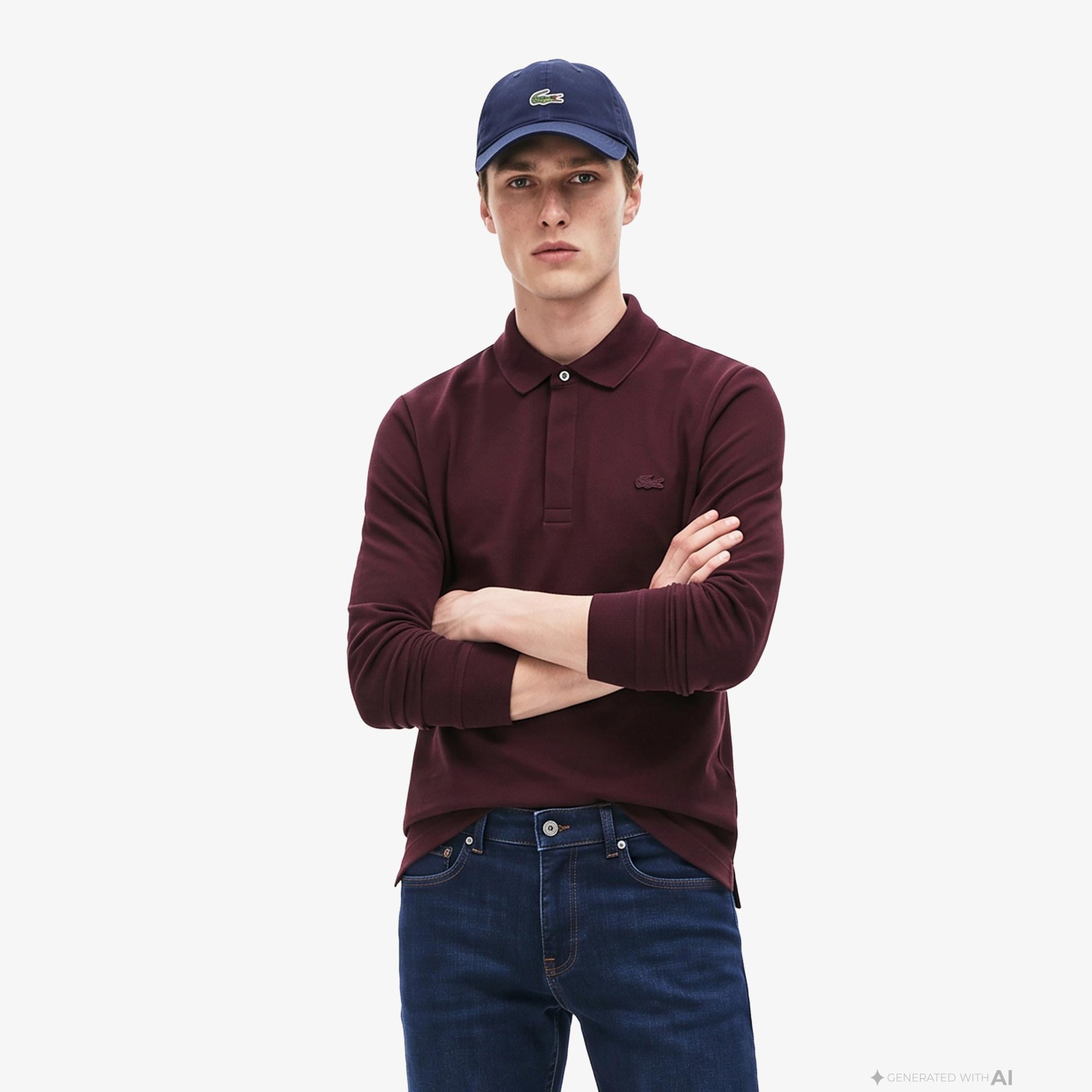 Erkek Regular Fit Uzun Kollu Bordo Paris Polo