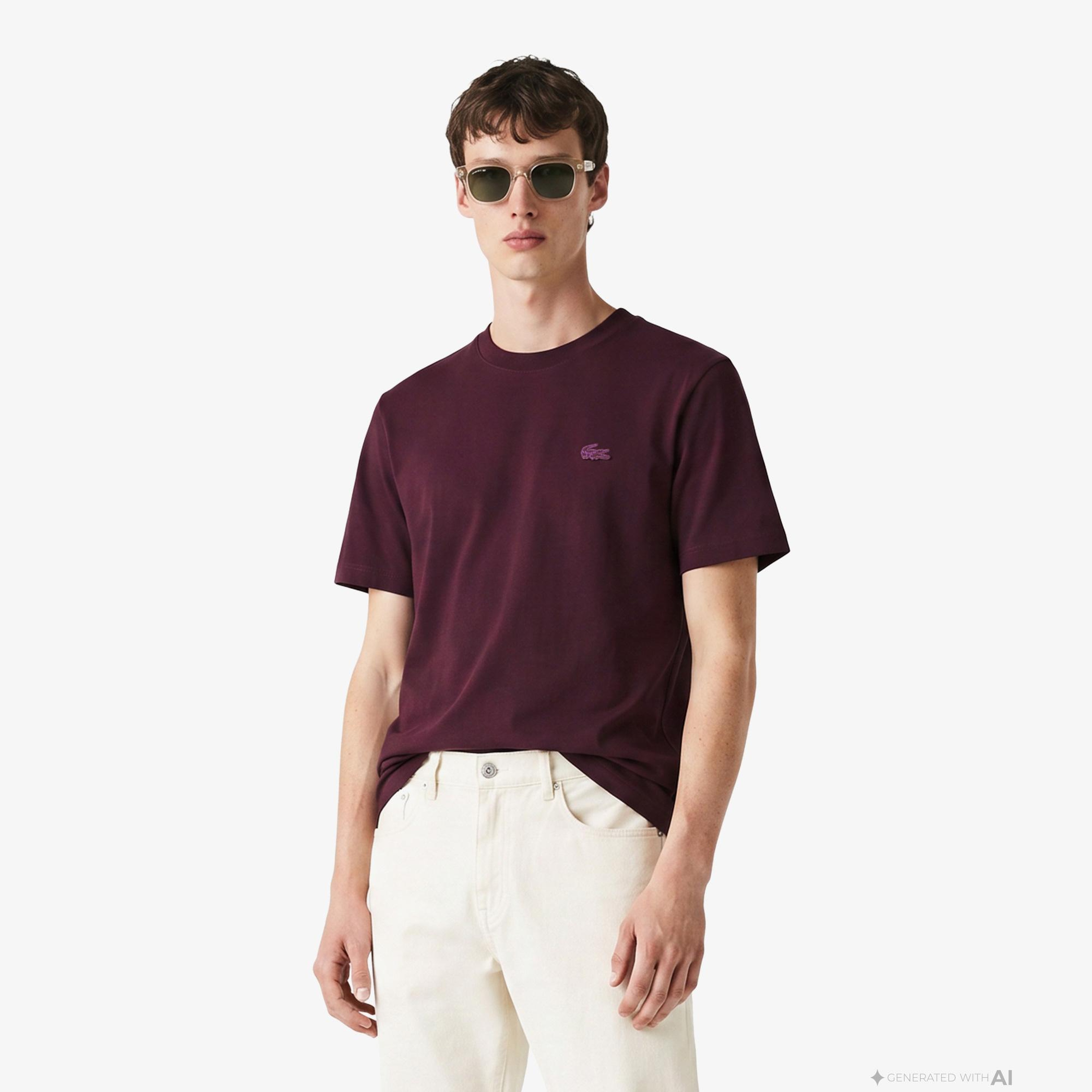 Erkek Classic Fit Bisiklet Yaka Bordo T-Shirt