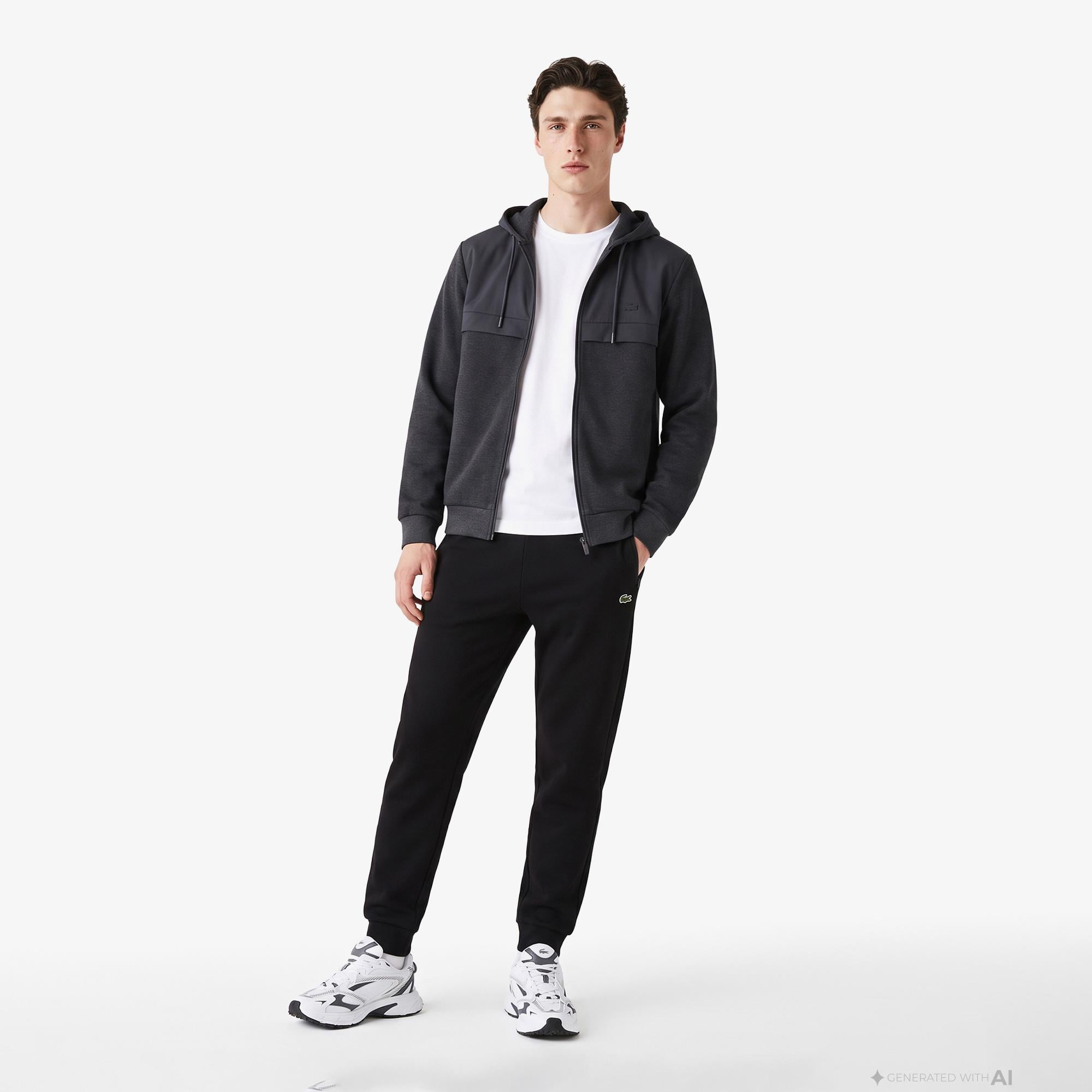 Erkek Regular Fit Kapüşonlu Koyu Gri Sweatshirt