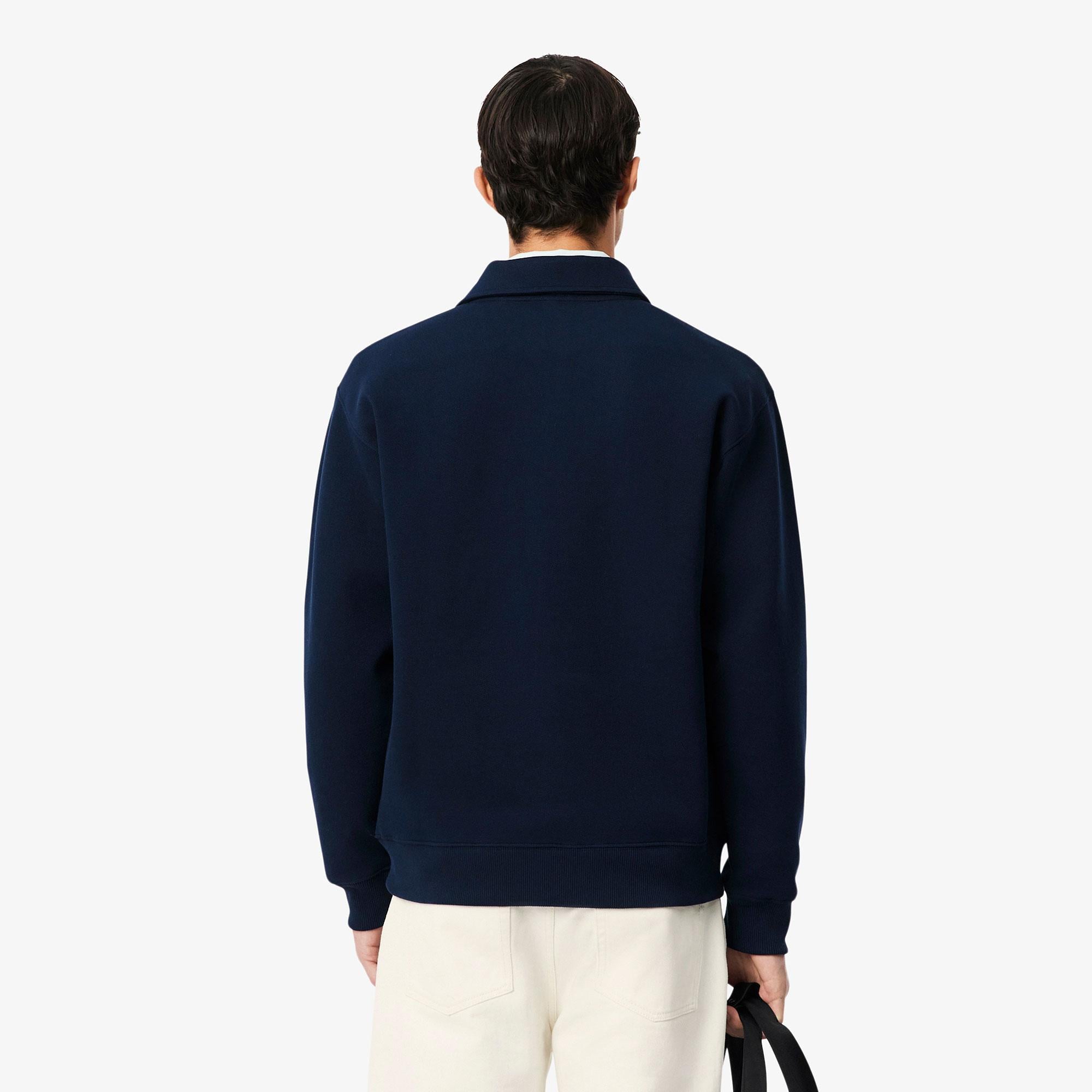 Erkek Classic Fit Polo Yaka Lacivert Sweatshirt
