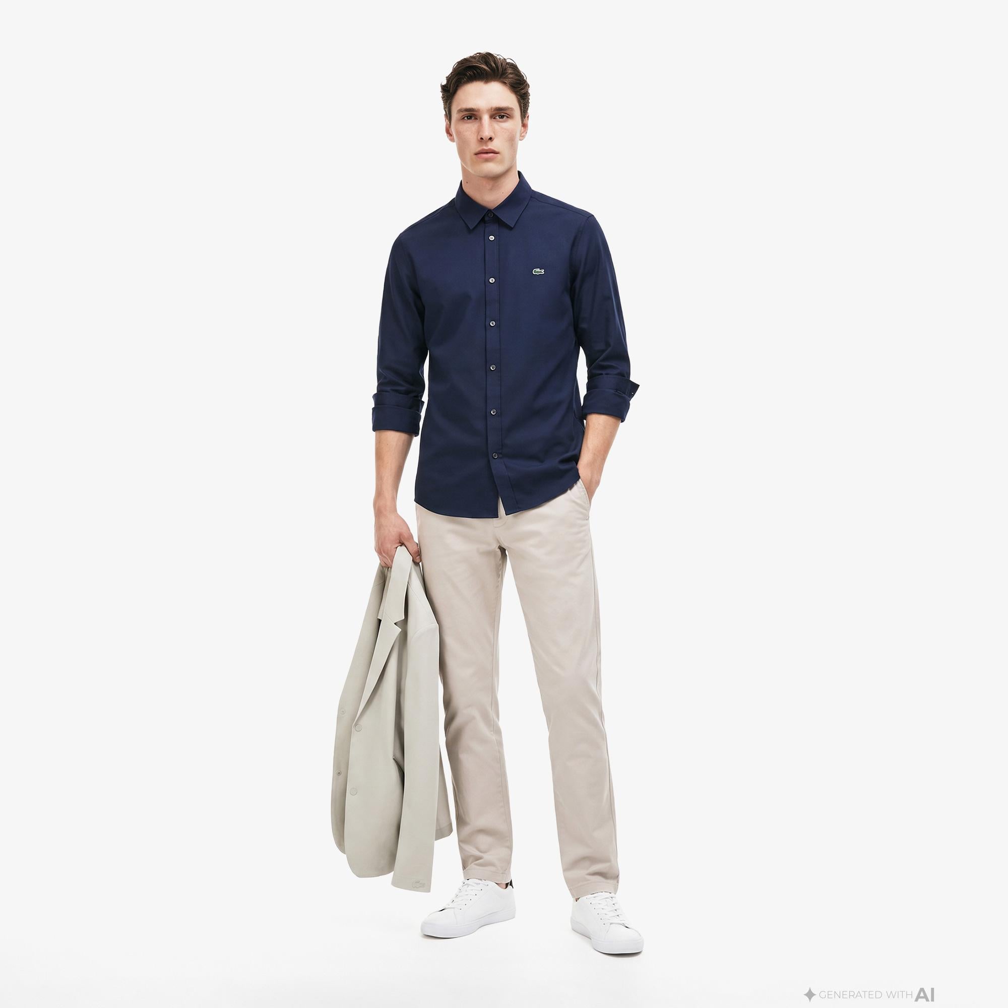 Erkek Slim Fit Lacivert Gömlek