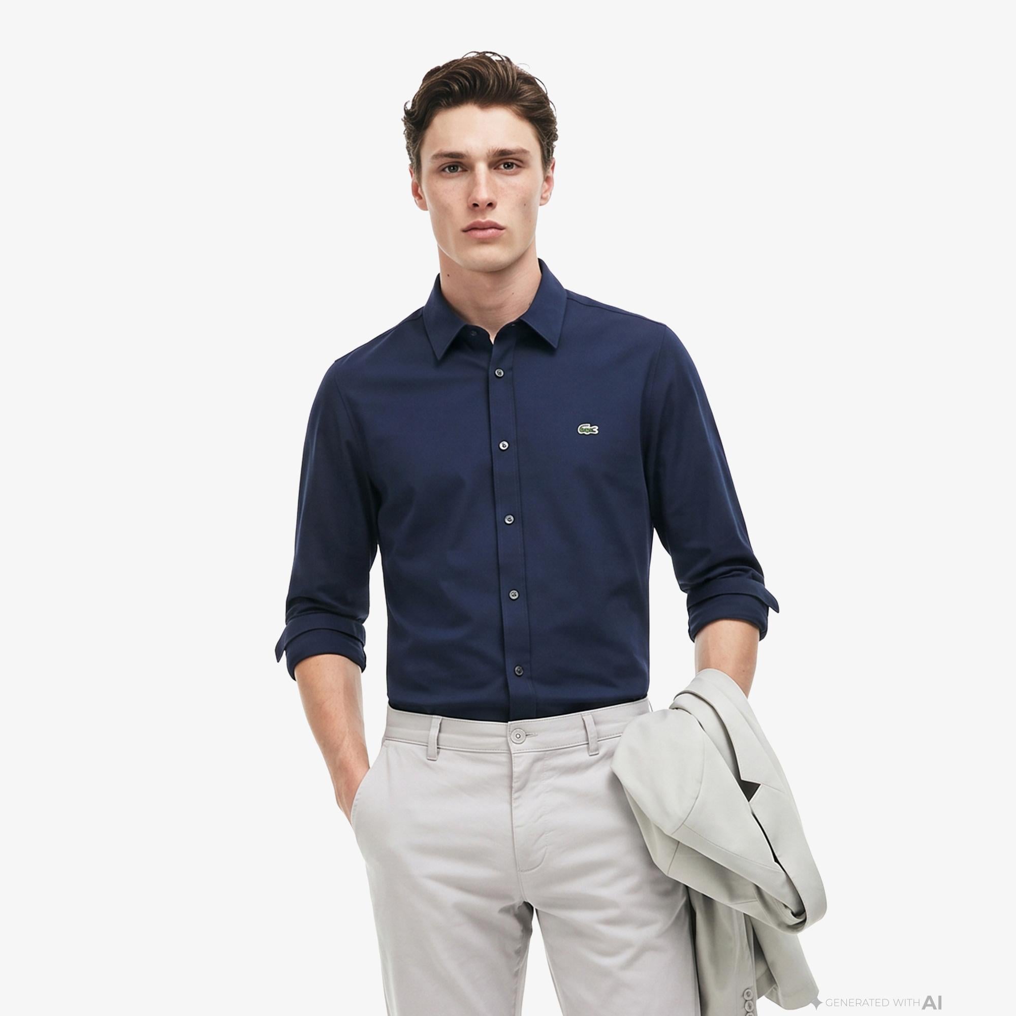 Erkek Slim Fit Lacivert Gömlek