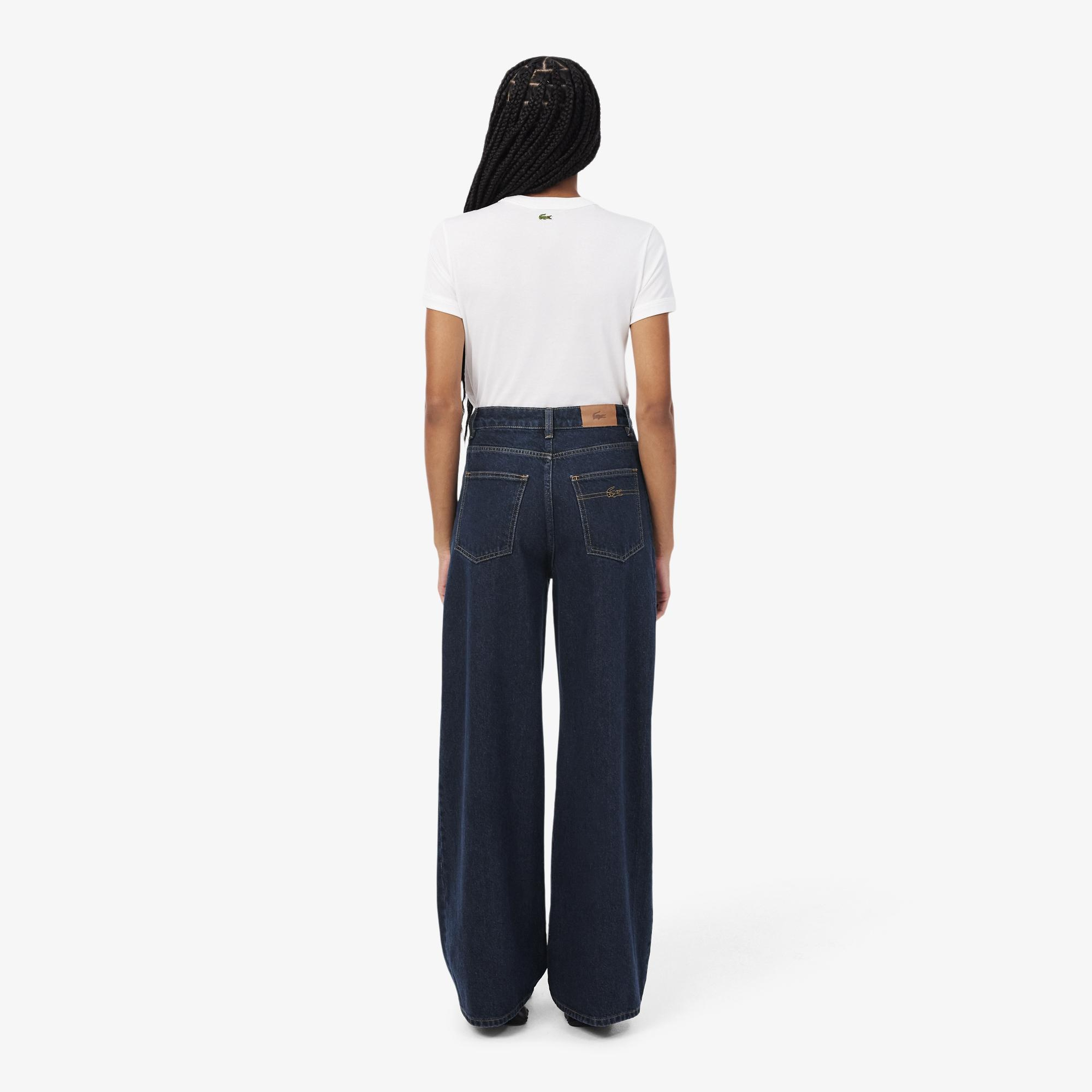 Kadın Wide Leg Lacivert Jean Pantolon