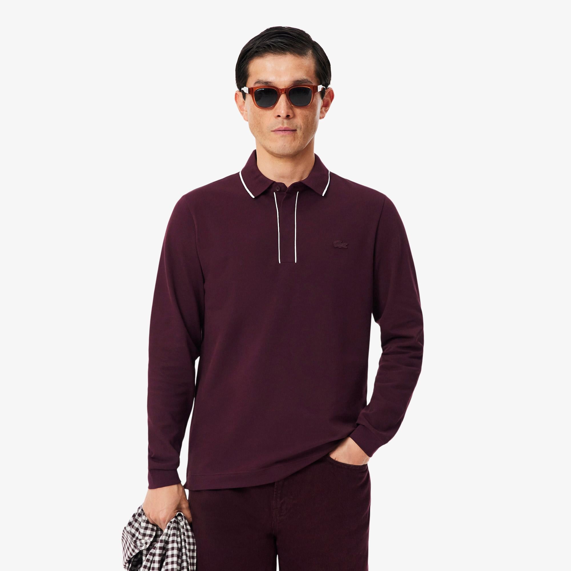 Erkek Regular Fit Uzun Kollu Bordo Paris Polo