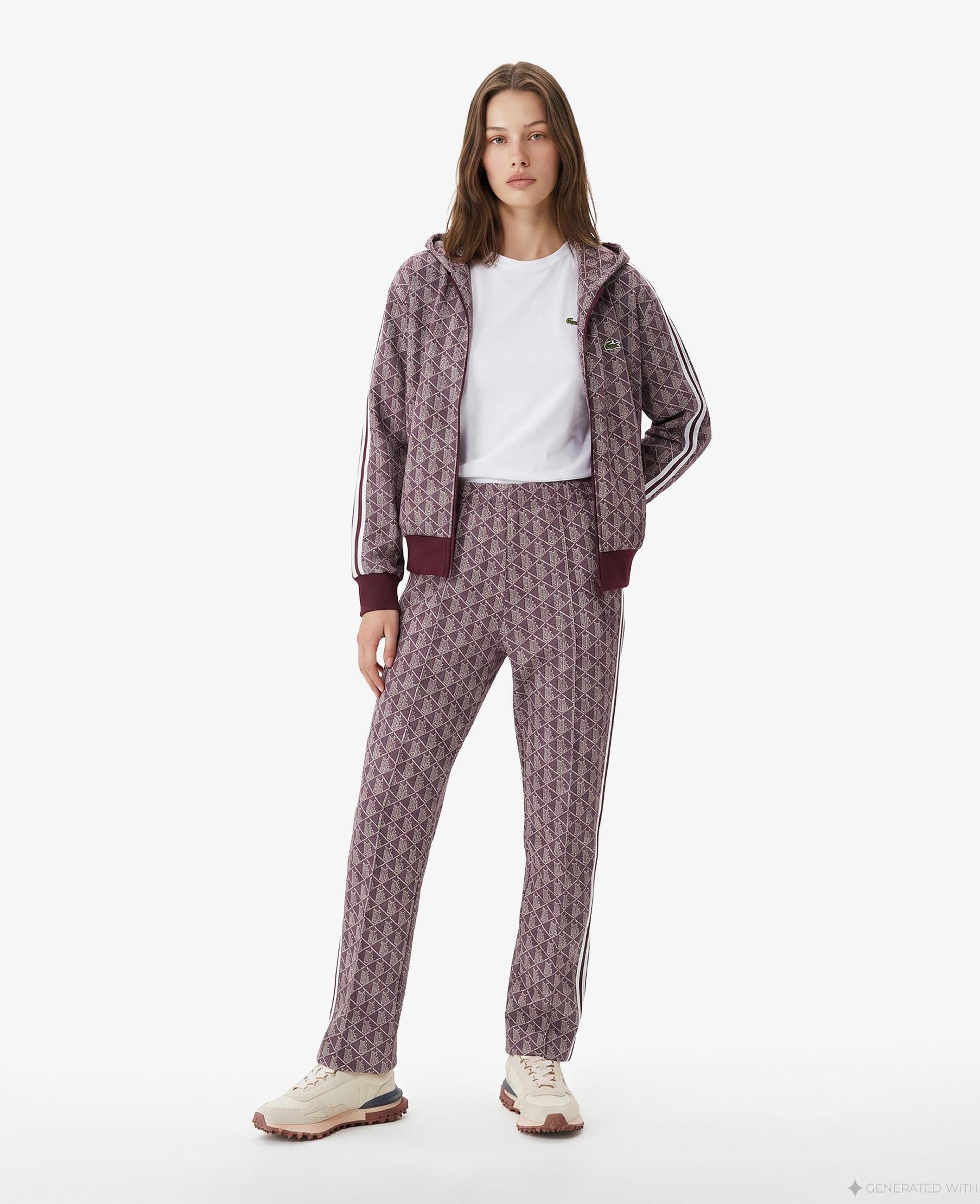 Kadın Flare Fit Monogram Bordo Eşofman Altı