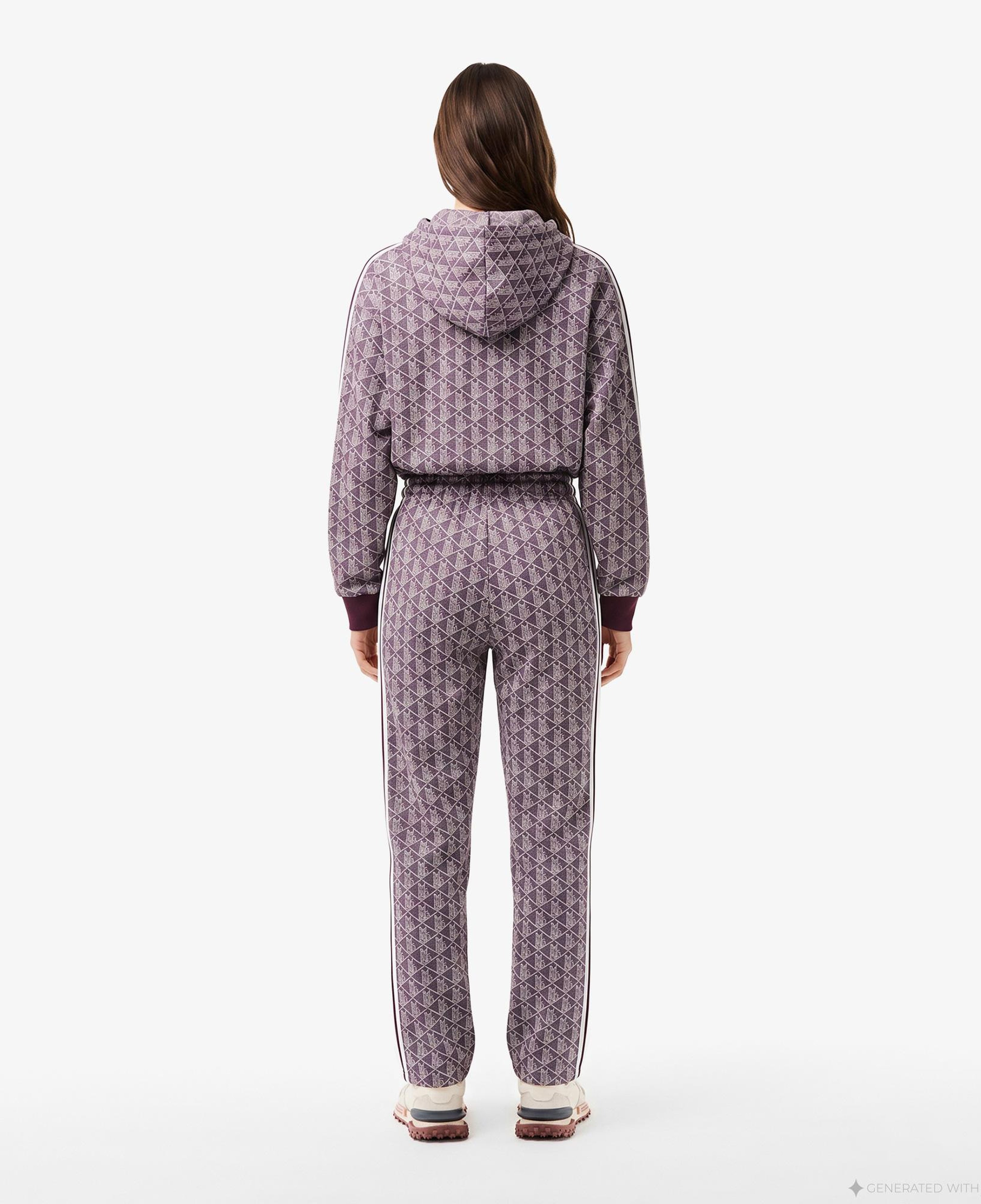 Kadın Flare Fit Monogram Bordo Eşofman Altı
