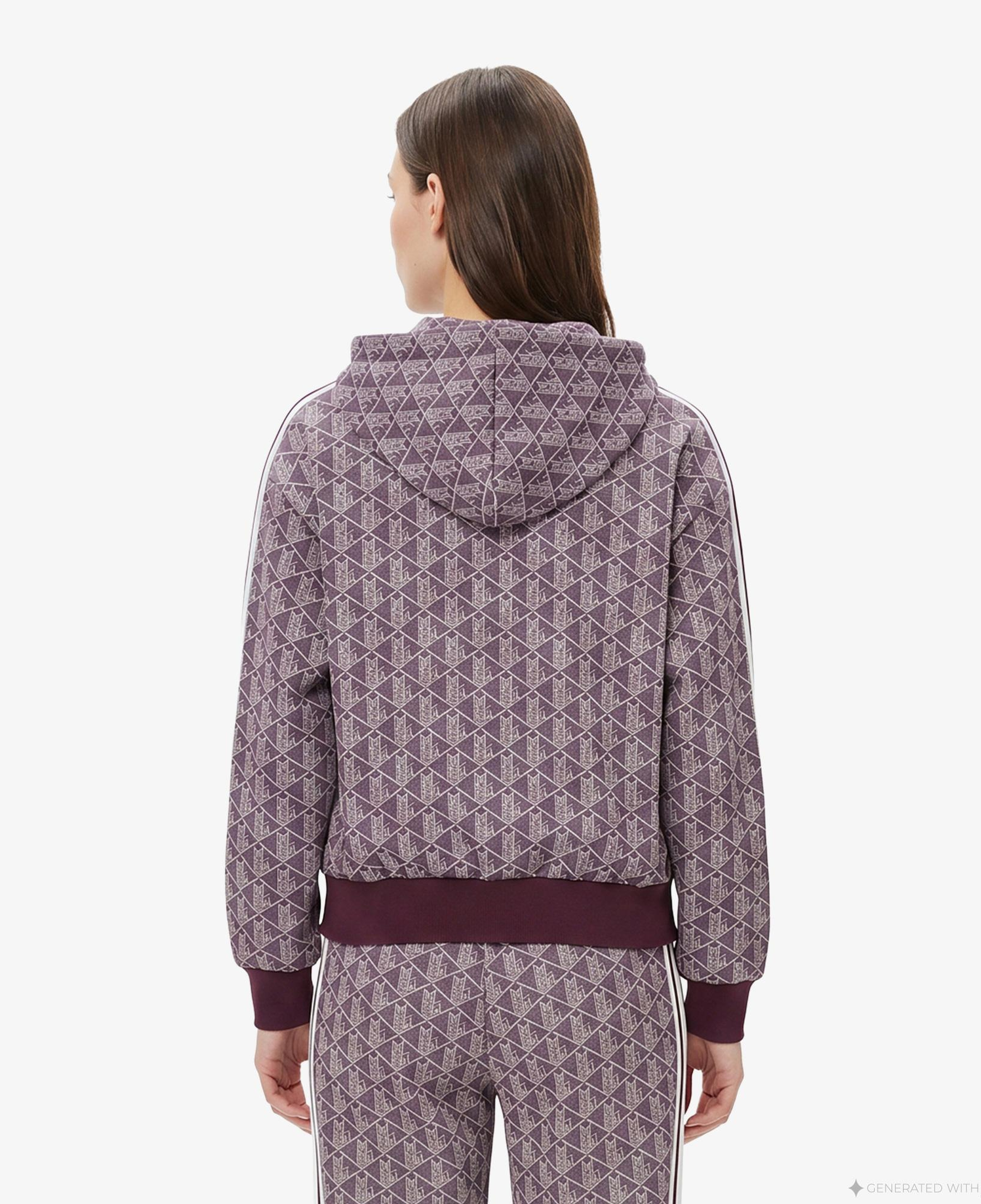 Kadın Regular Fit Fermuarlı Monogram Bordo Sweatshirt