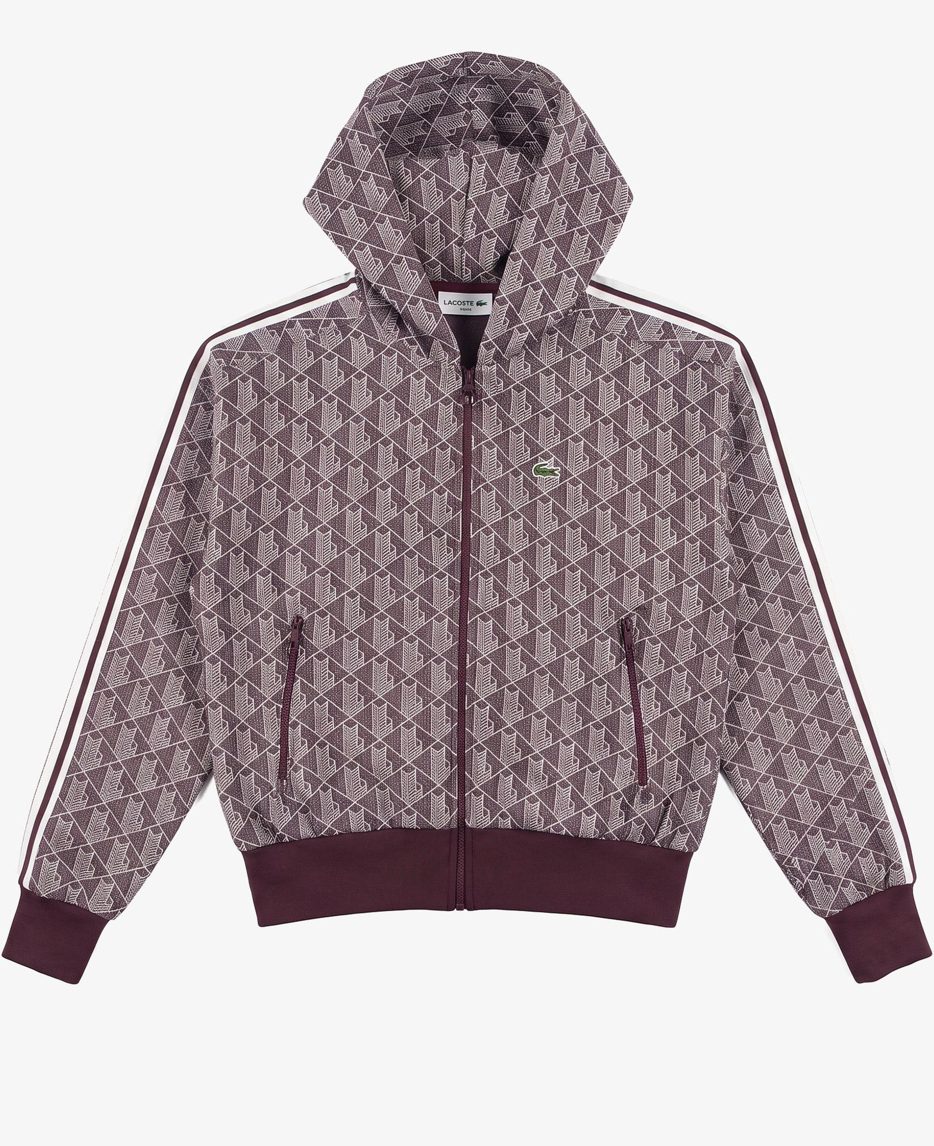 Kadın Regular Fit Fermuarlı Monogram Bordo Sweatshirt