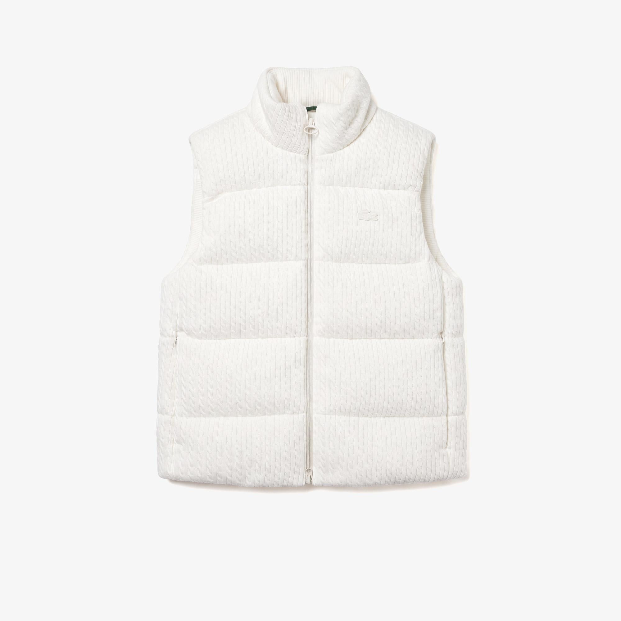Kadın Relaxed Fit Dik Yaka Beyaz Yelek