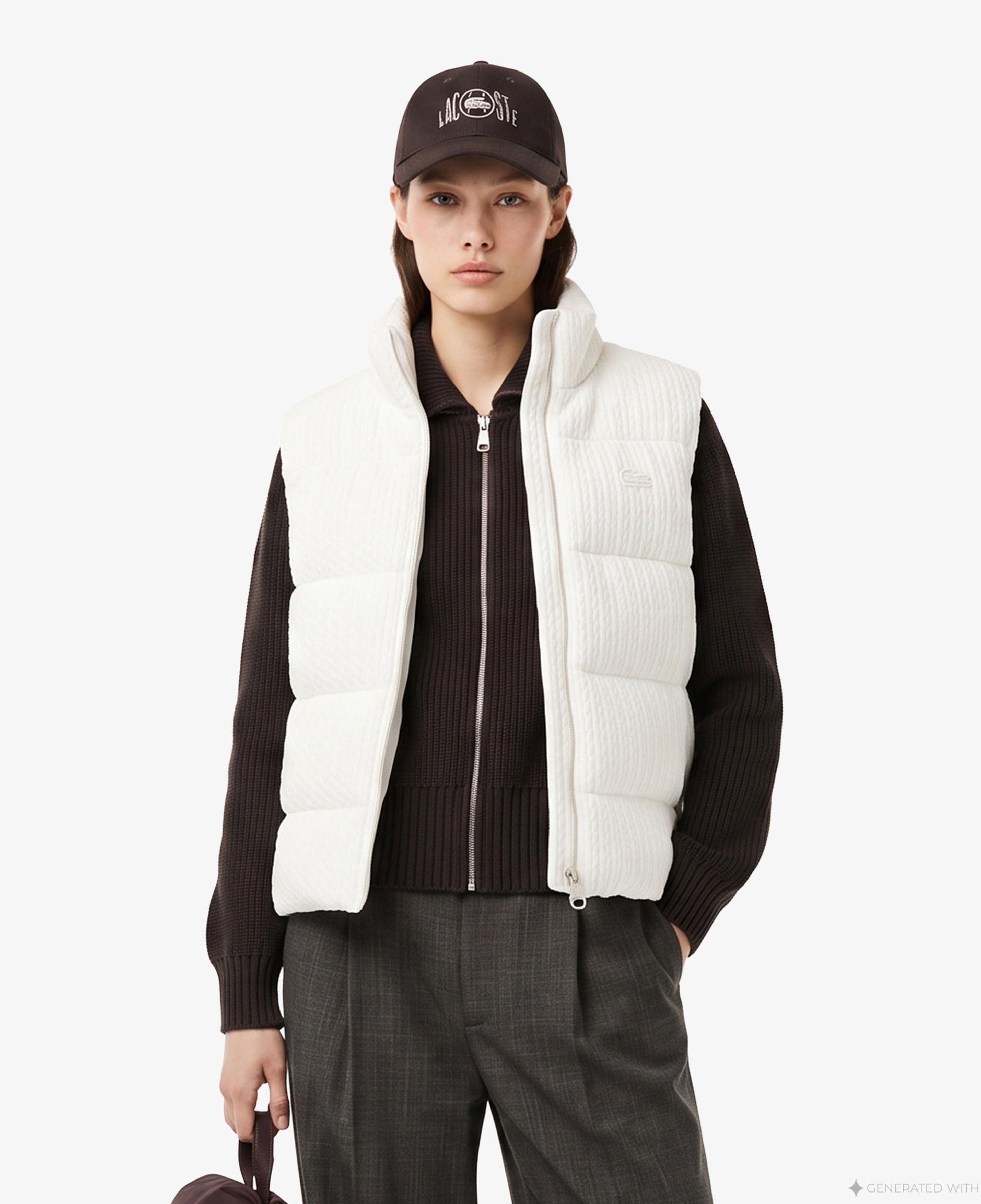 Kadın Relaxed Fit Dik Yaka Beyaz Yelek