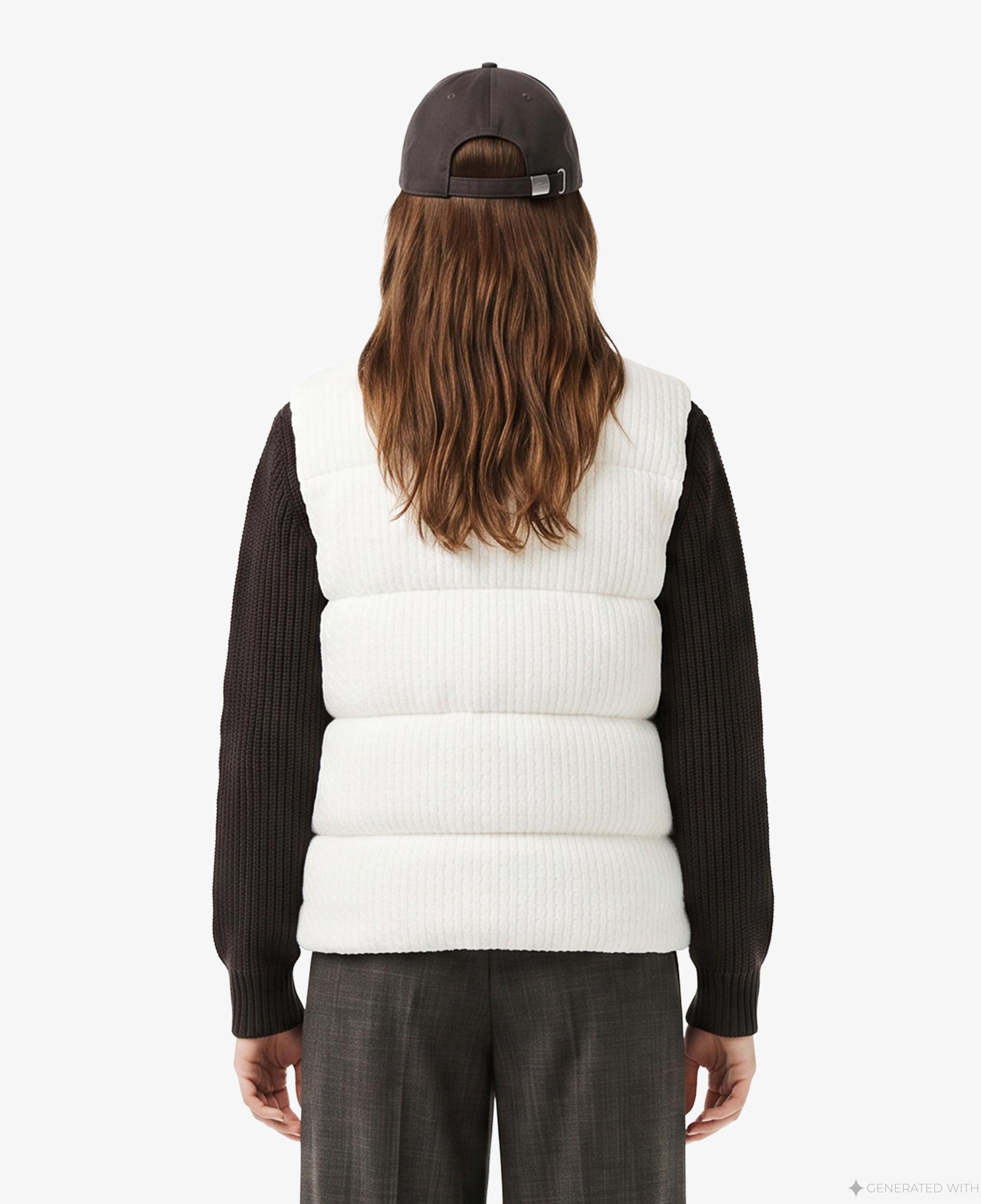 Kadın Relaxed Fit Dik Yaka Beyaz Yelek