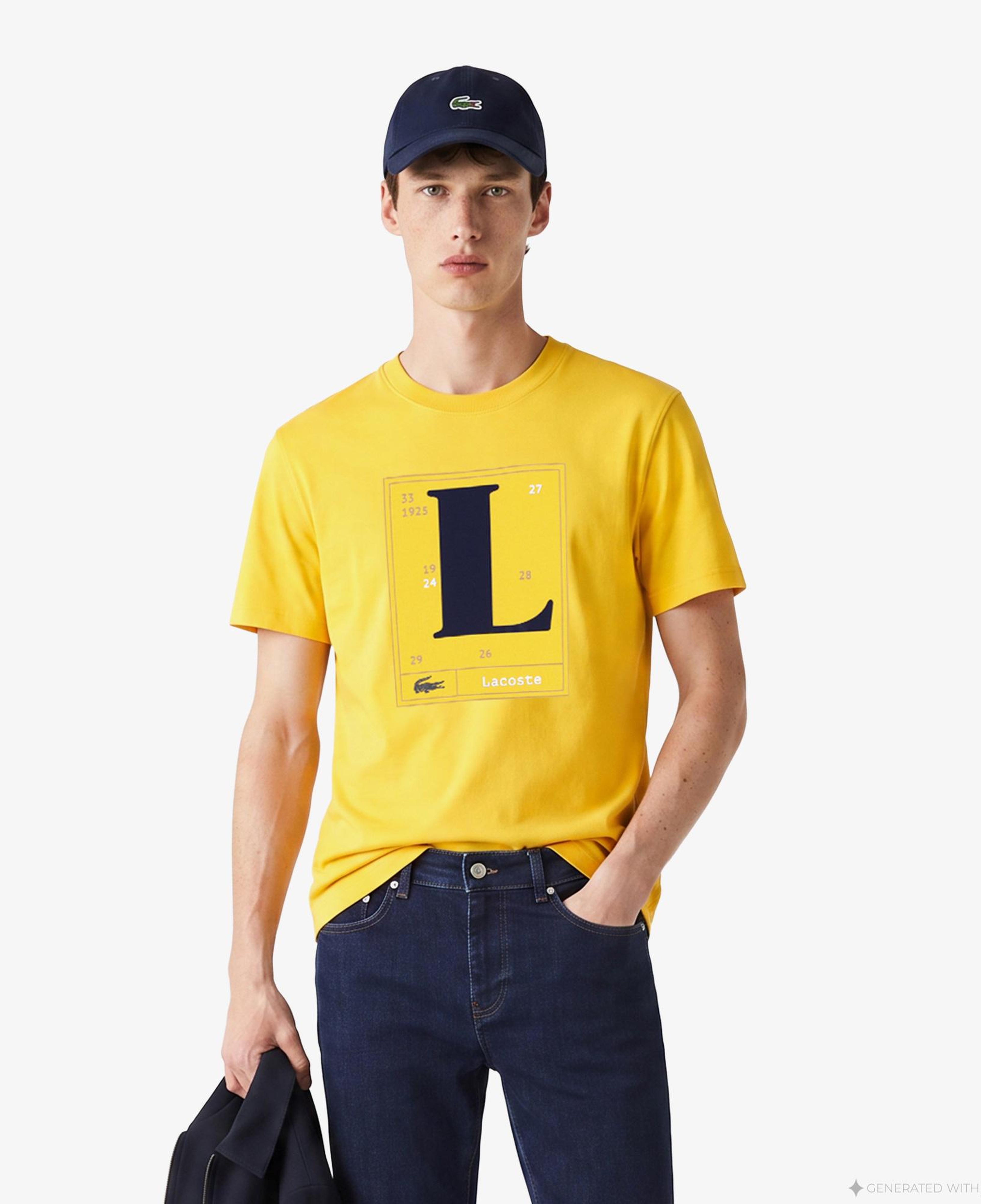 Erkek Classic Fit Bisiklet Yaka Baskılı Turuncu T-Shirt