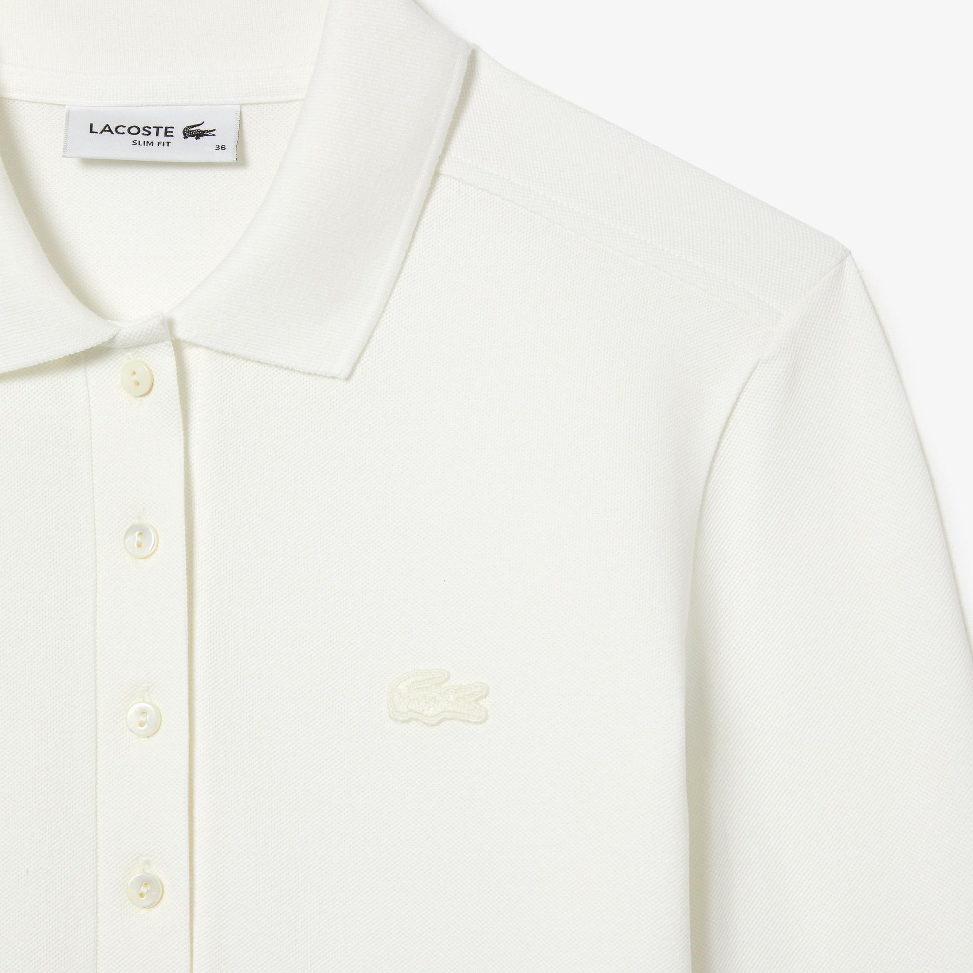 L.12.D Kadın Regular Fit Uzun Kollu Beyaz Polo