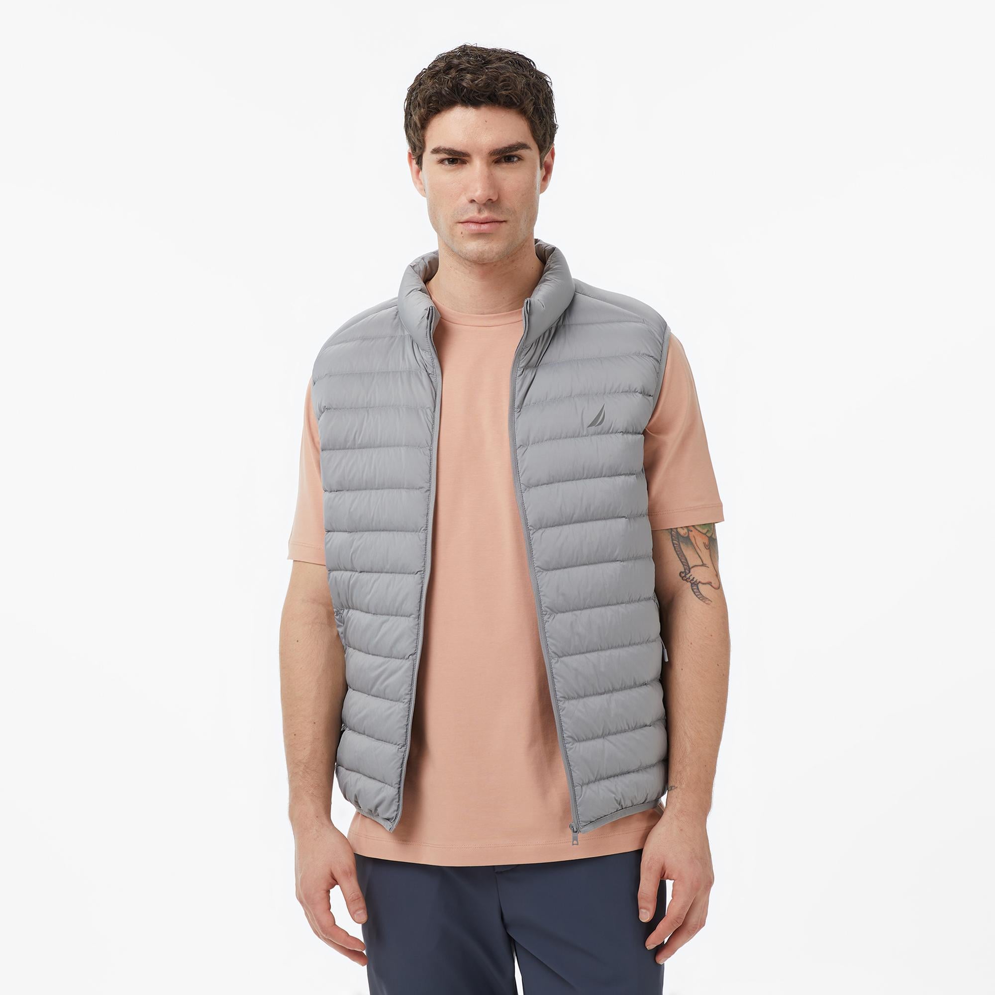 Nautica Erkek Gri Regular Fit Su İtici Kaz Tüyü Yelek