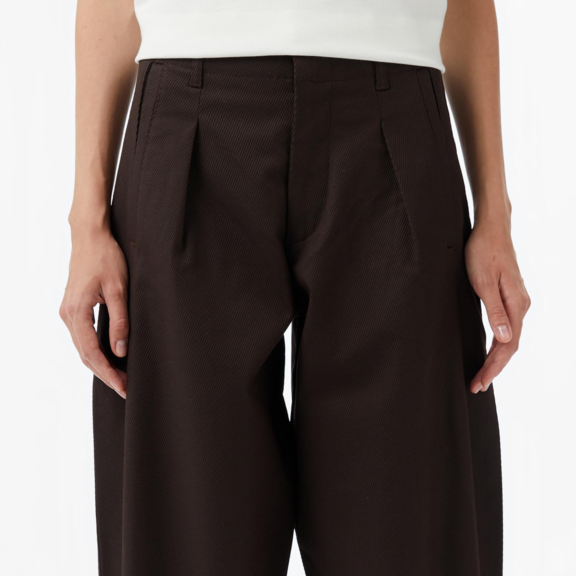 Kadın Relaxed Fit Kahverengi Chino Pantolon