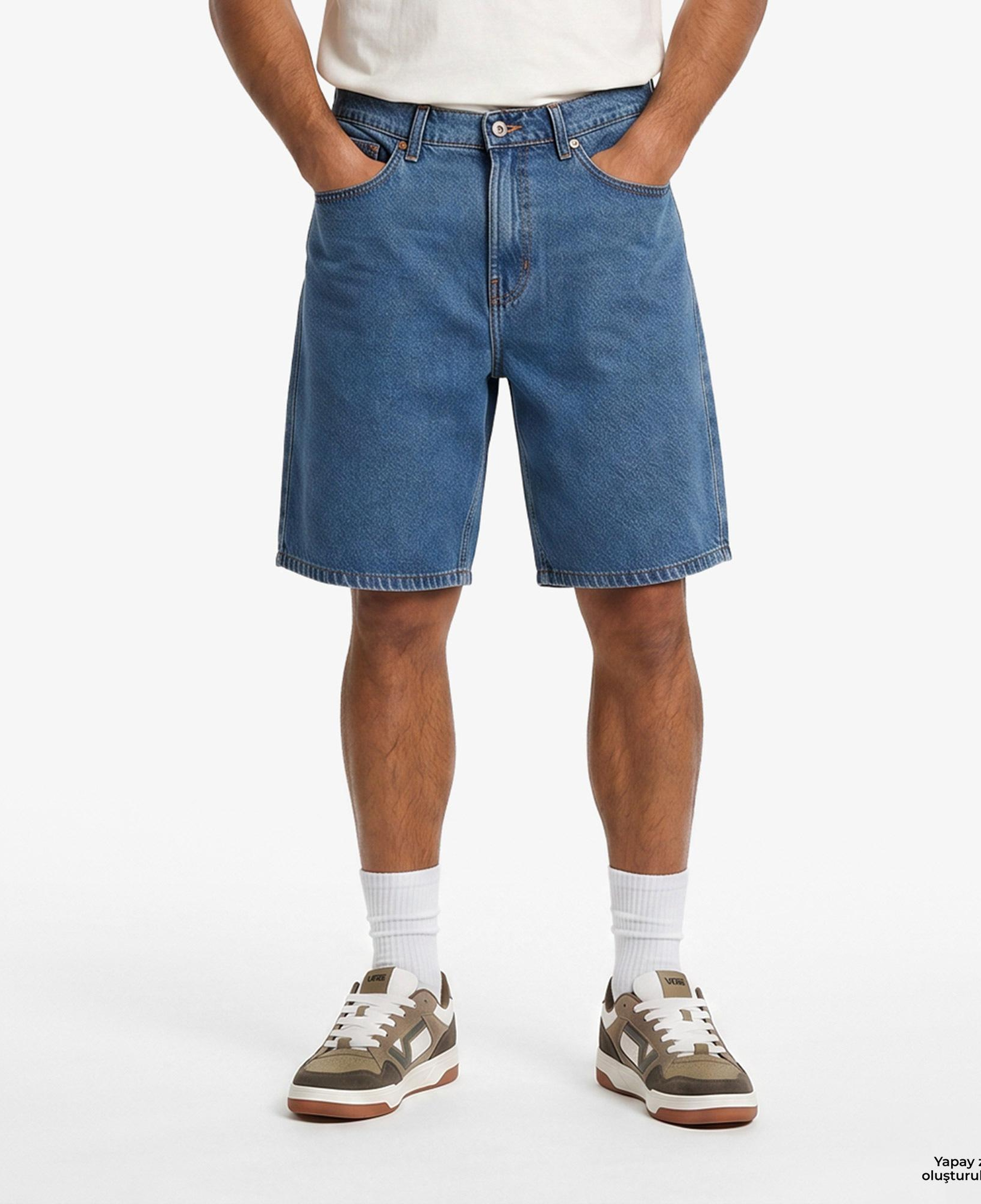 Vans Check-5 Baggy Denim Erkek Lacivert Şort