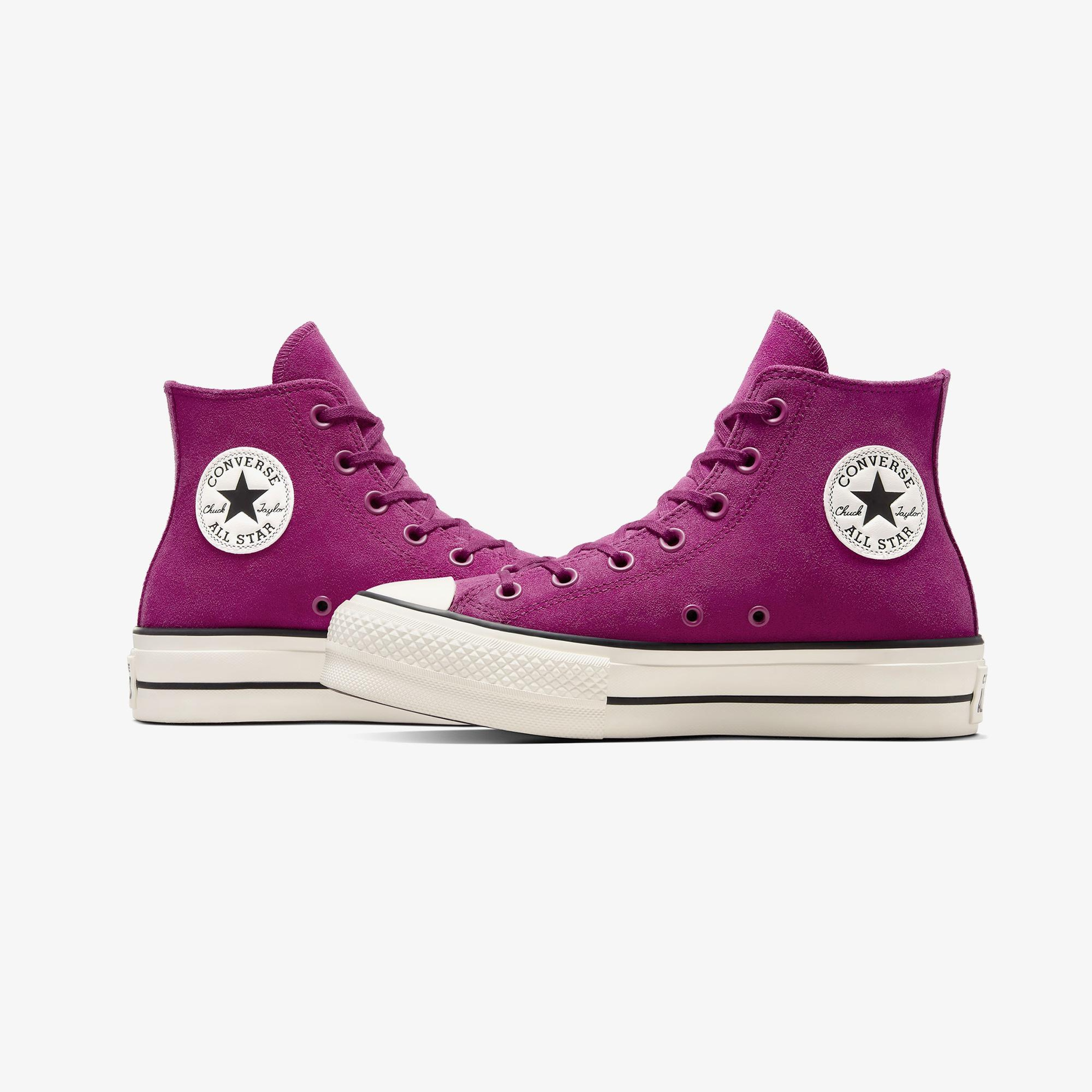 Converse Chuck Taylor All Star Lift Unisex Mor Süet Platform Deri Sneaker