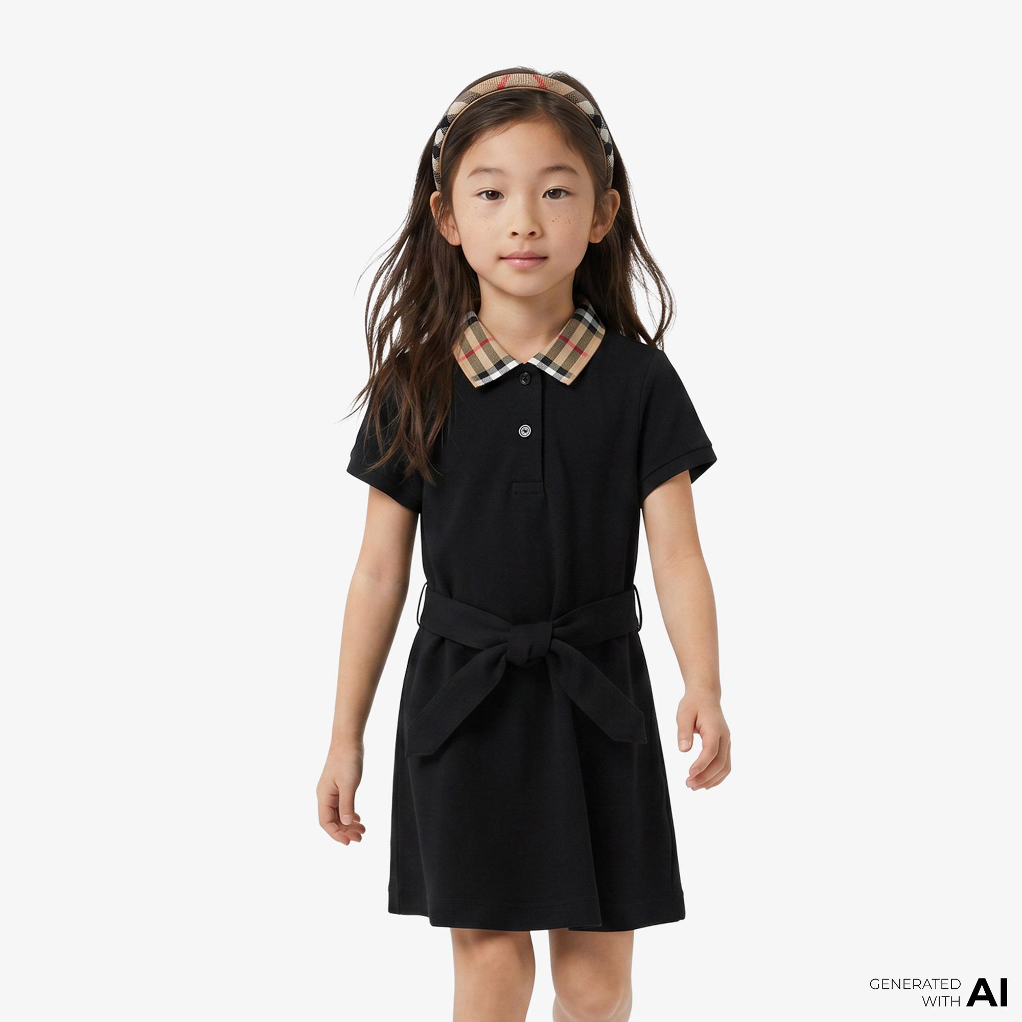 Burberry Astrid Collar Cotton Çocuk Siyah Elbise