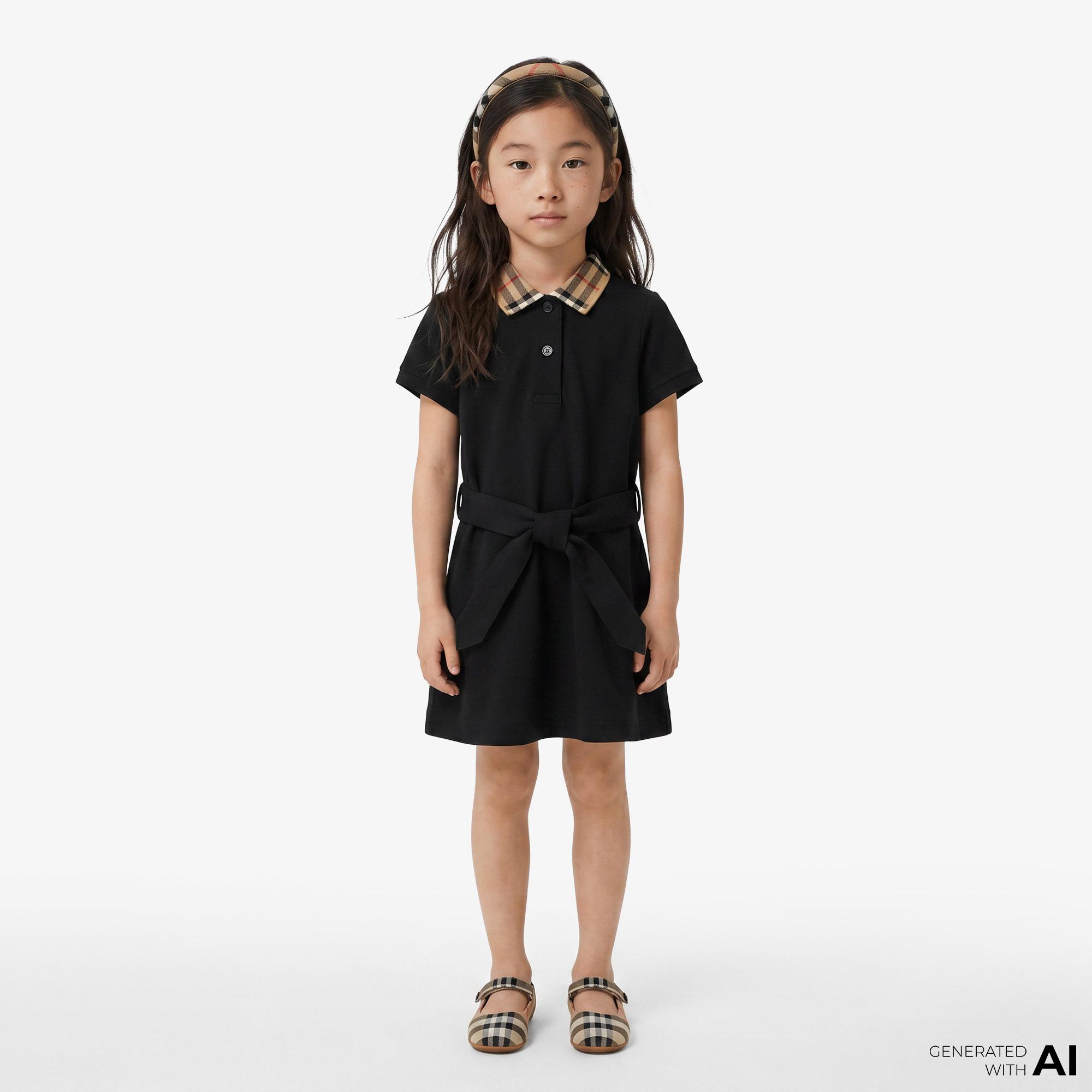 Burberry Astrid Collar Cotton Çocuk Siyah Elbise