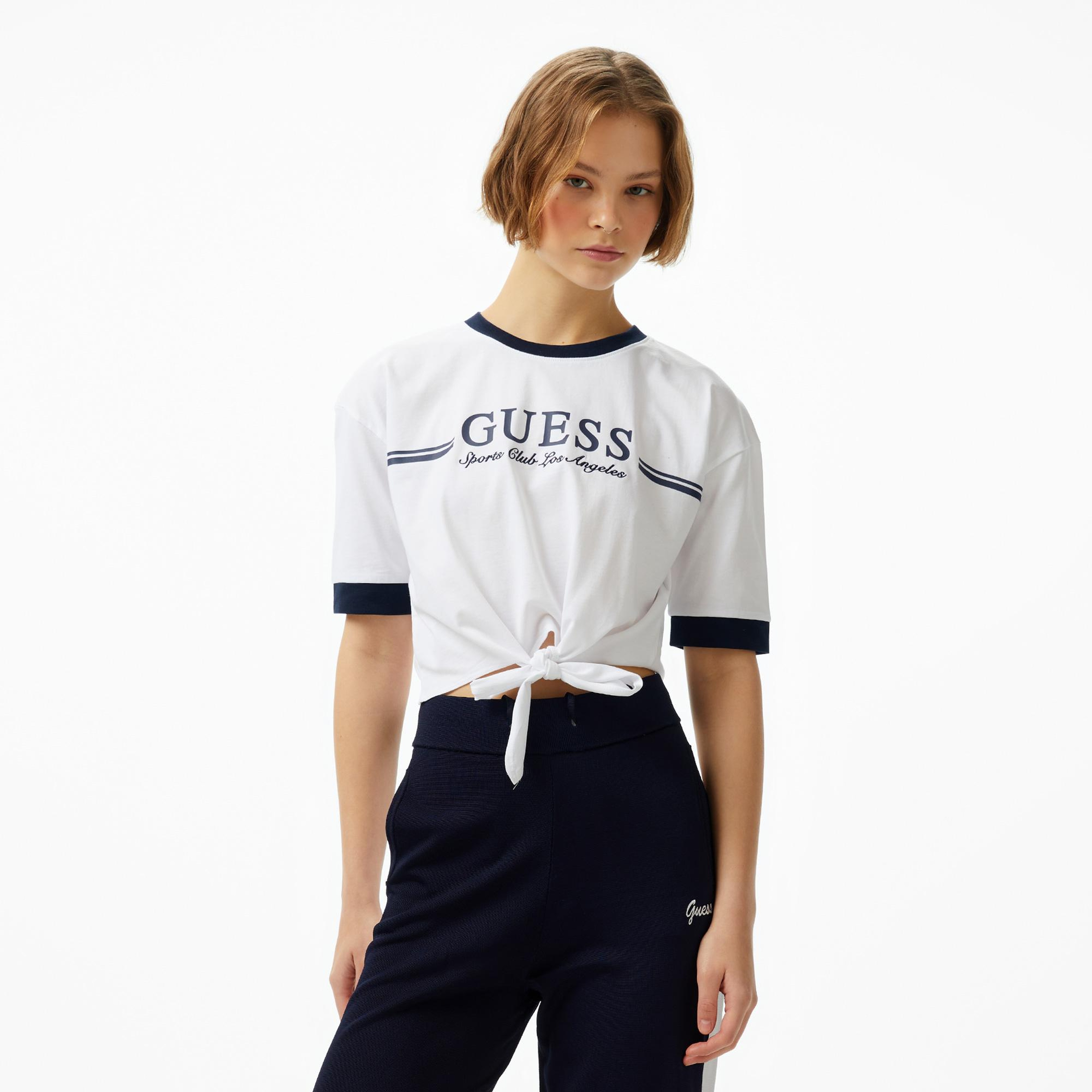Guess Knot Mid Organic Stream 180 Kadın Beyaz T-Shirt