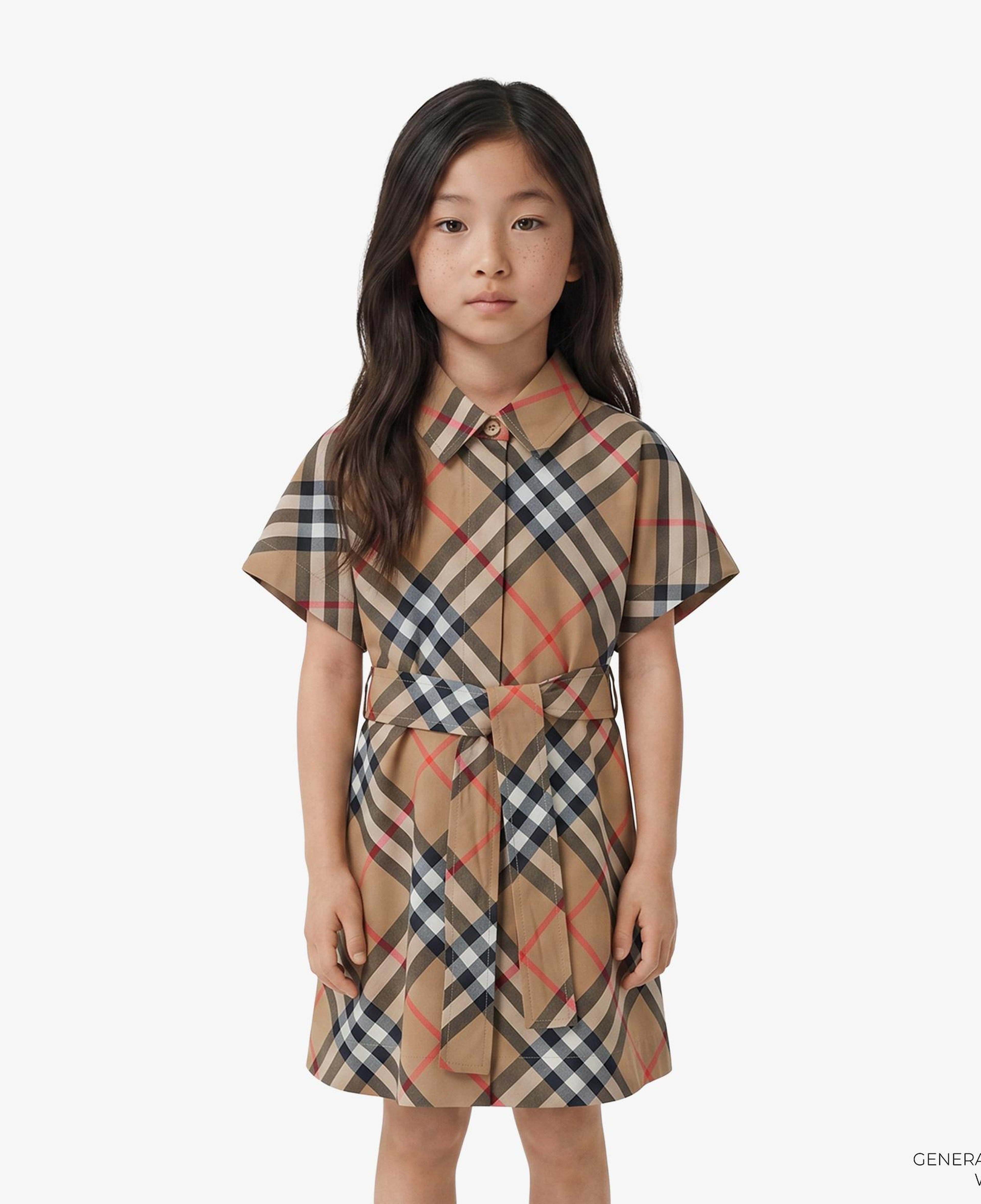Burberry Check Pamuklu Çocuk Bej Elbise