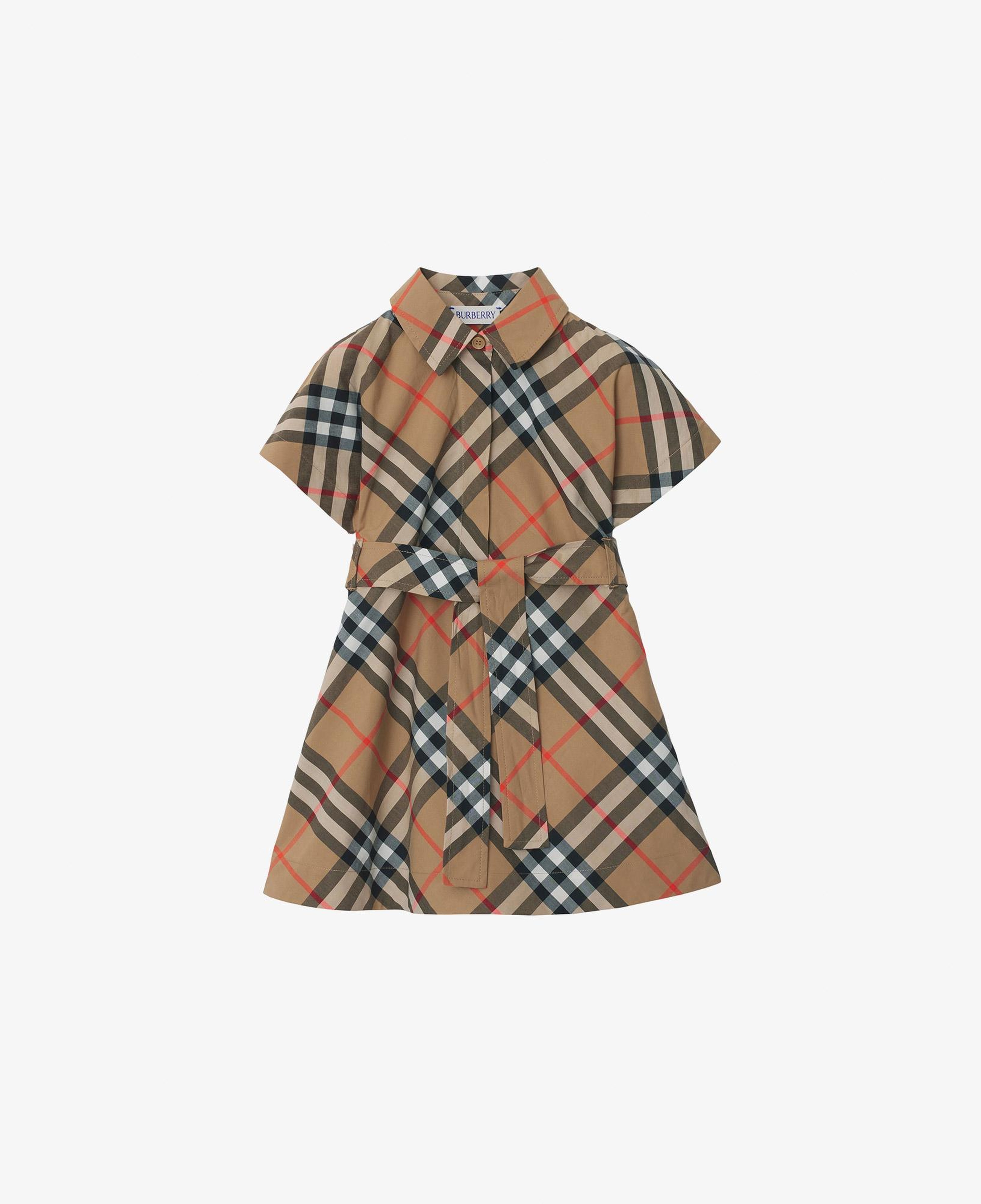 Burberry Check Pamuklu Çocuk Bej Elbise