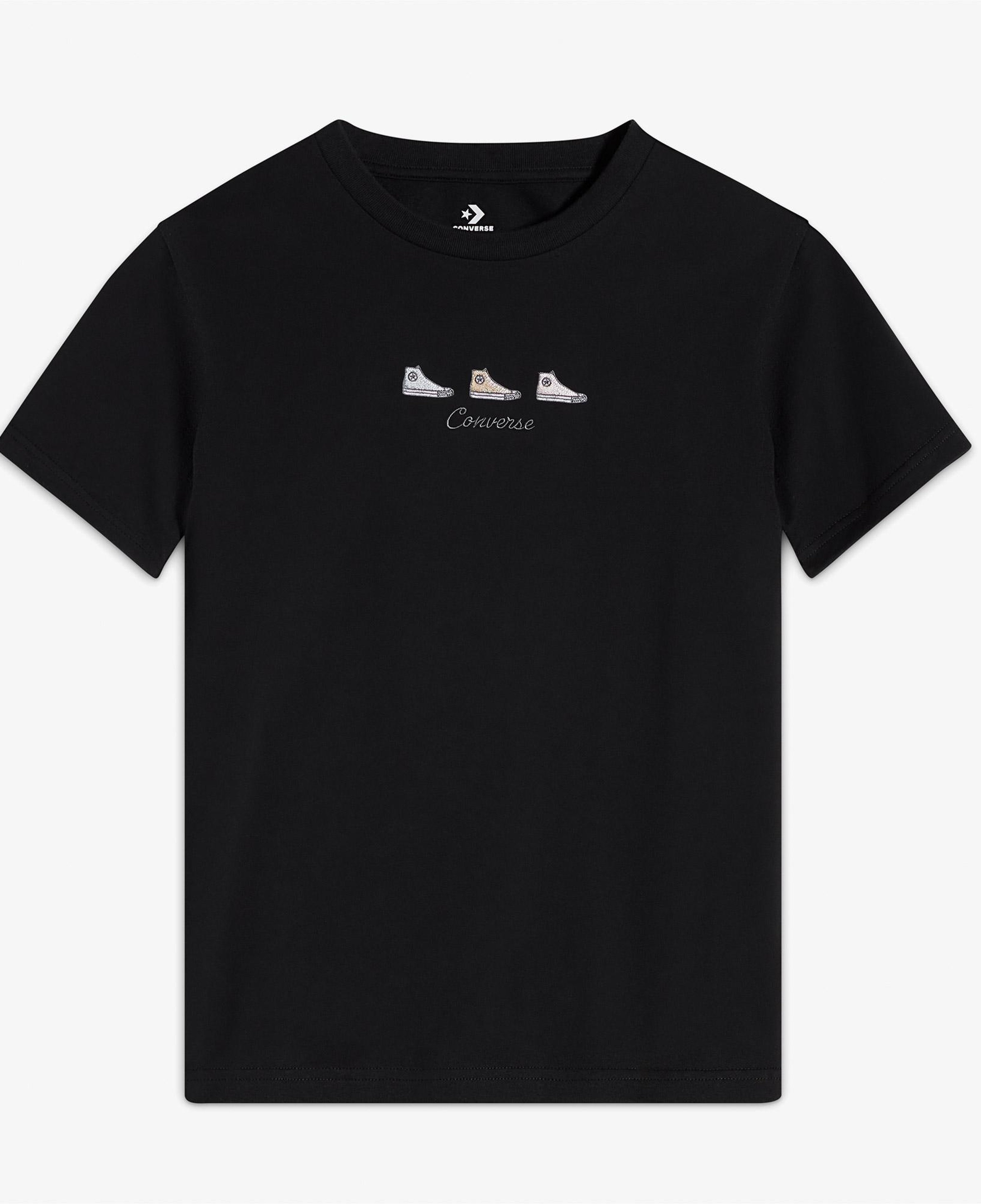 Converse High Tops Kadın Nakışlı Siyah T-Shirt
