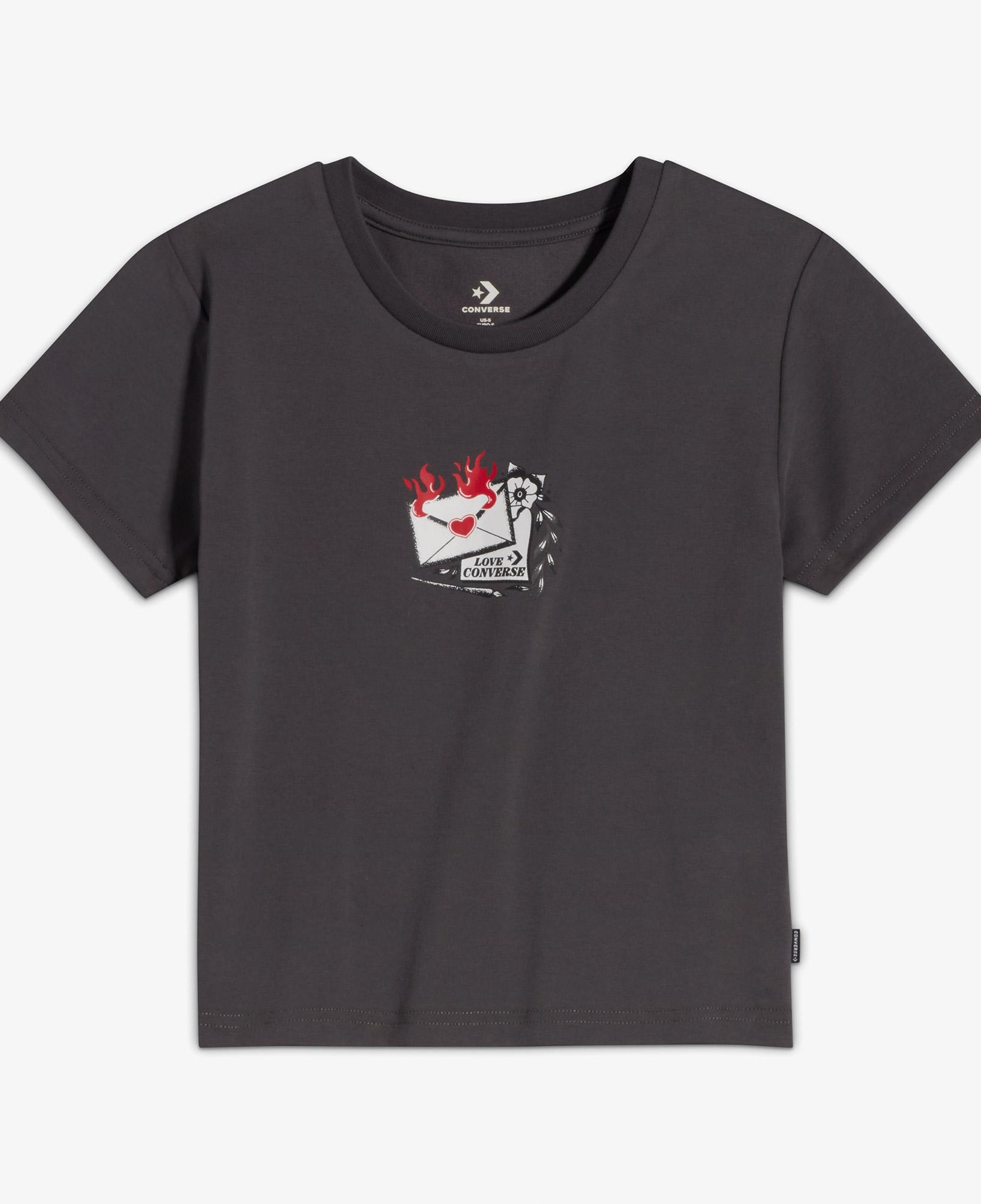 Converse Classic Kadın Slim Fit Baskılı Siyah T-Shirt