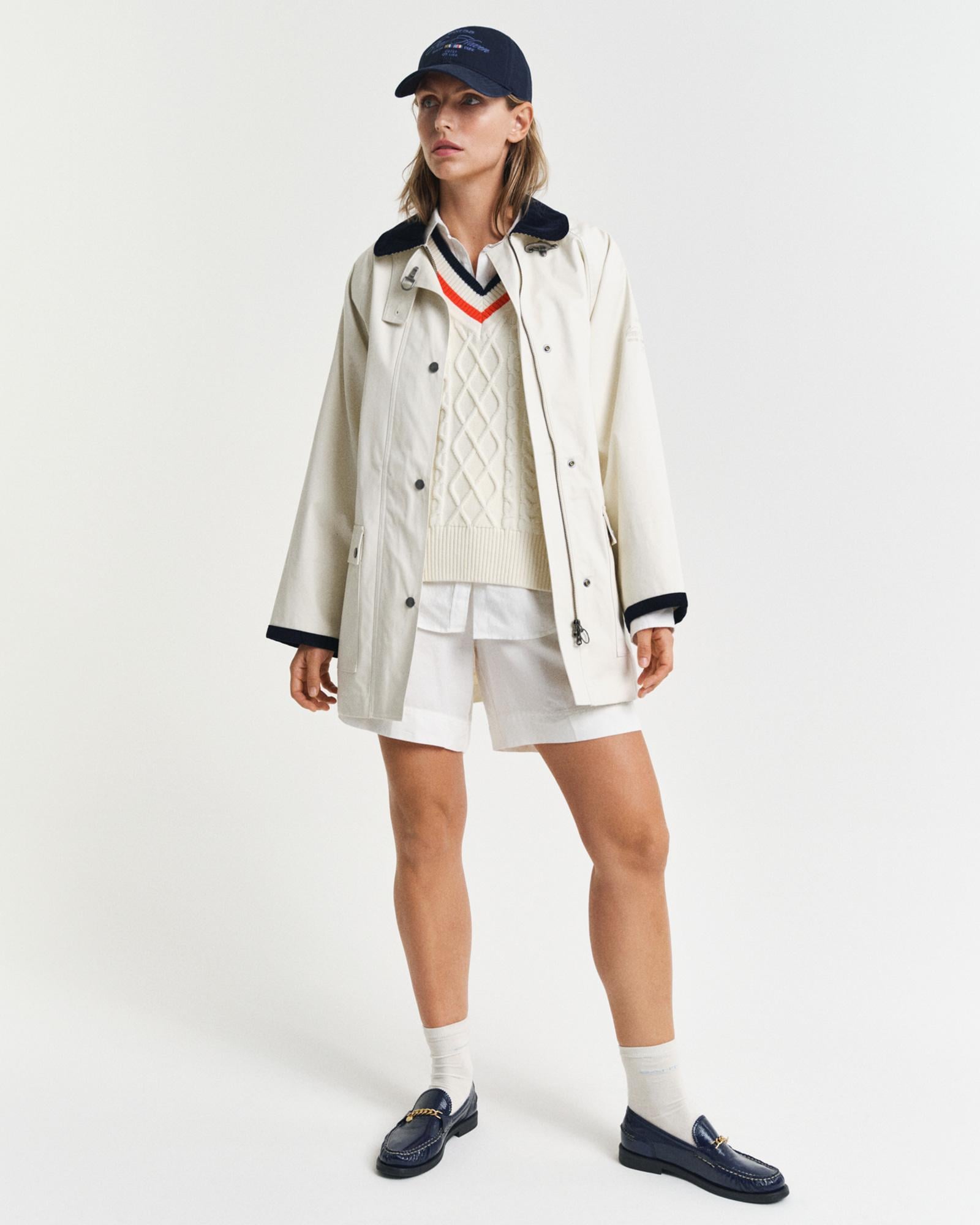 GANT Kadın Krem Relaxed Fit Klasik Yaka Ceket