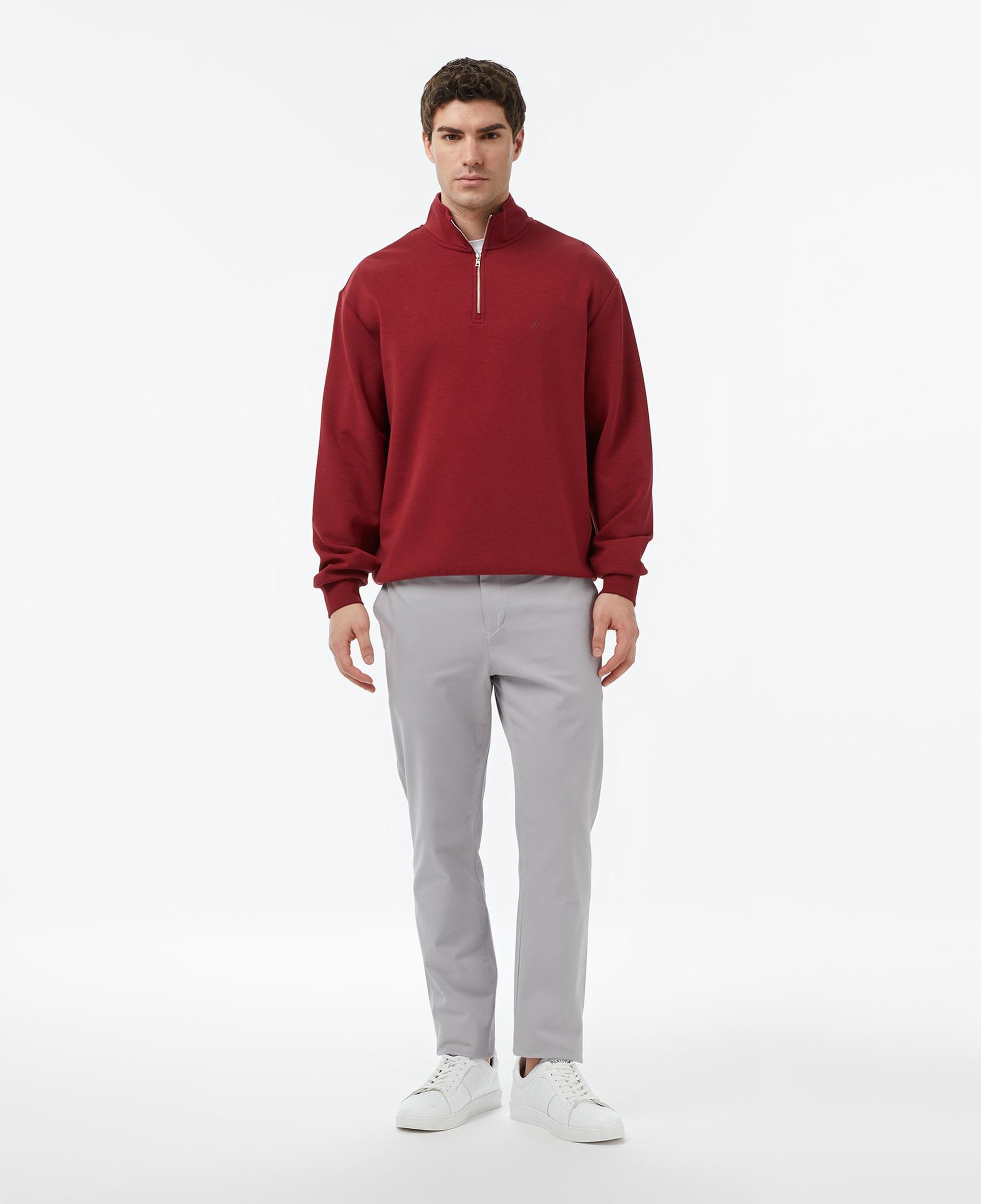 Nautica Erkek Bordo Regular Fit Dik Yaka Sweatshirt