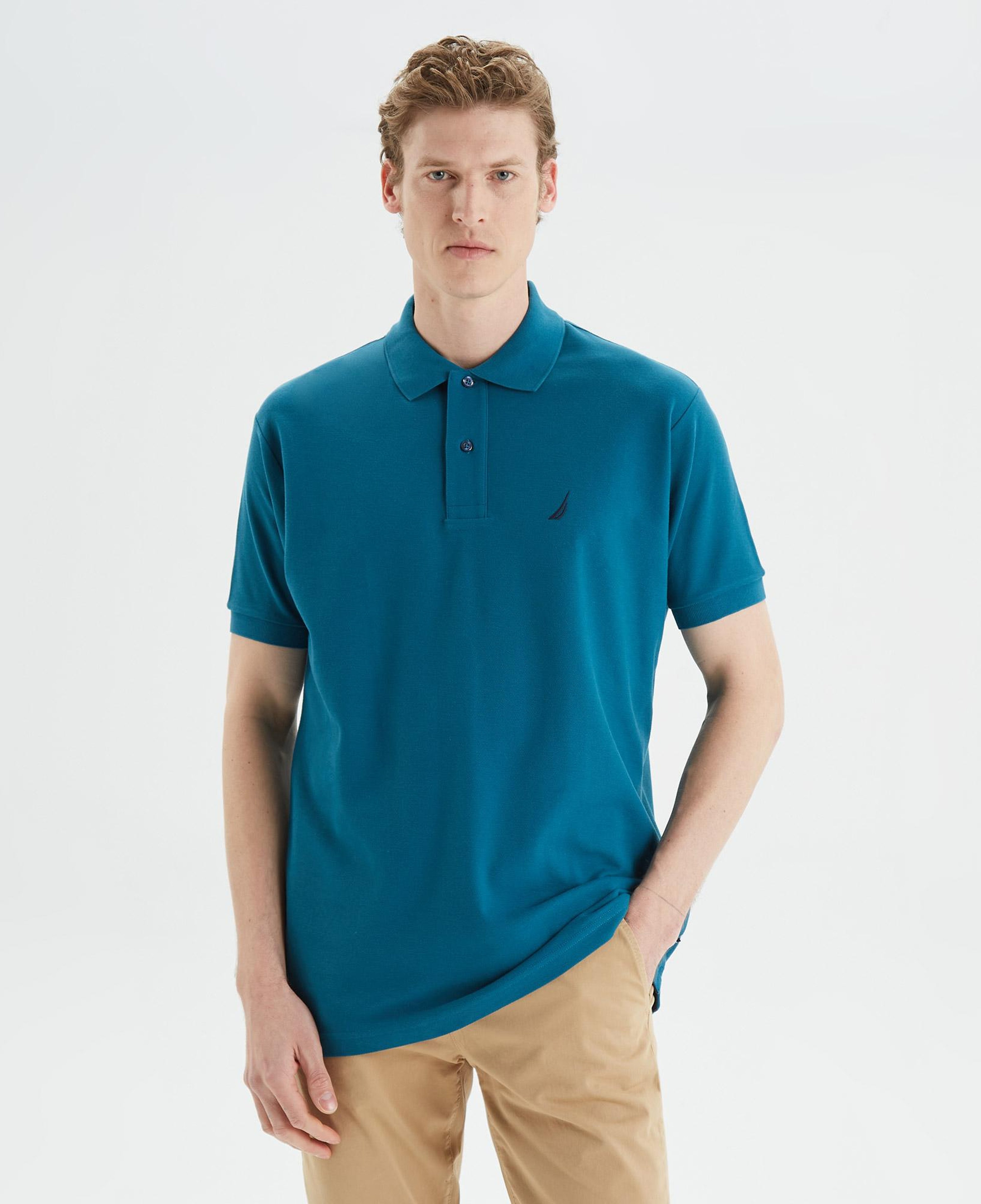 Nautica Erkek Mavi Classic Fit Kısa Kollu Polo Yaka T-Shirt