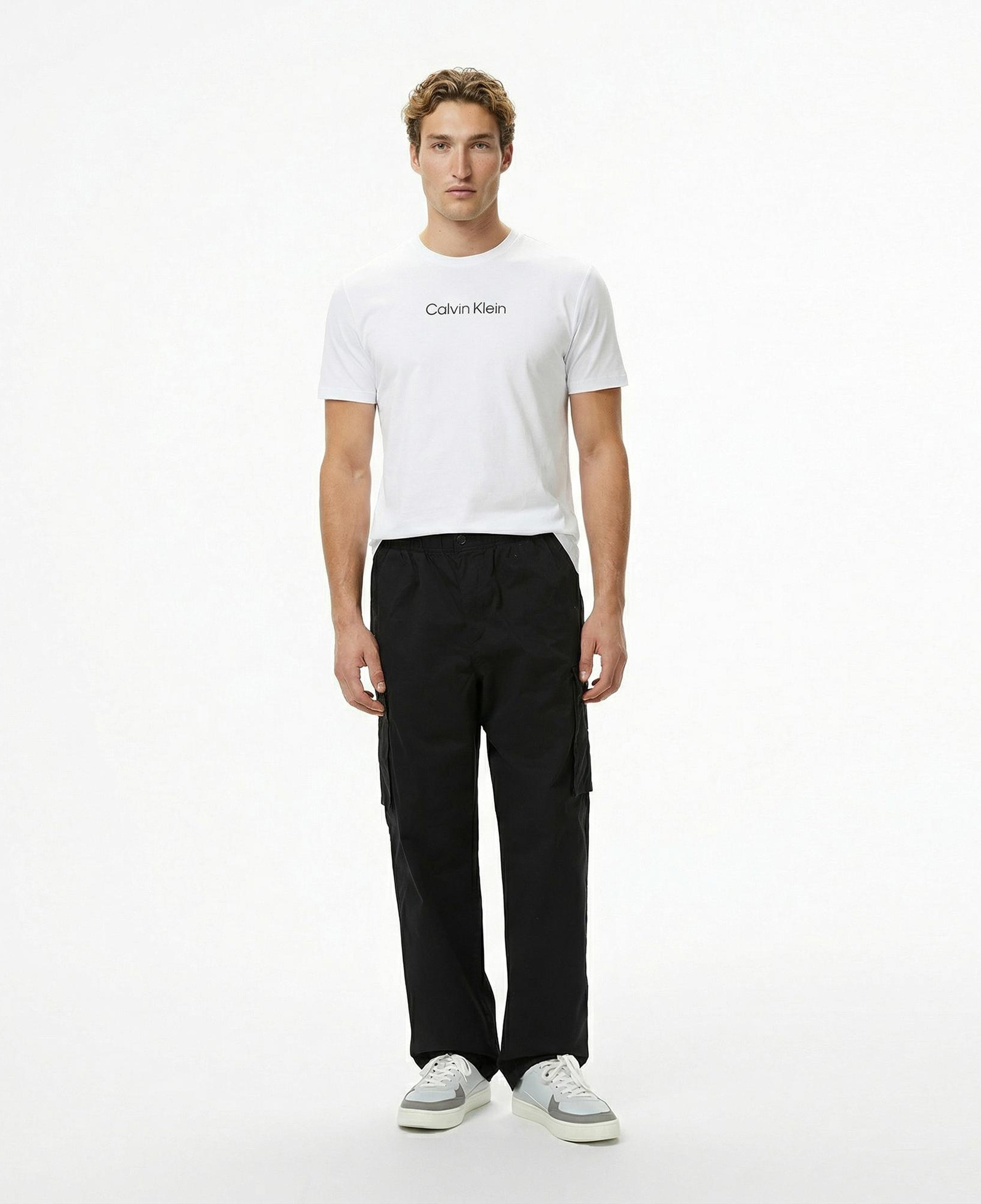 Calvin Klein Standard Logo Crew Erkek Beyaz T-Shirt