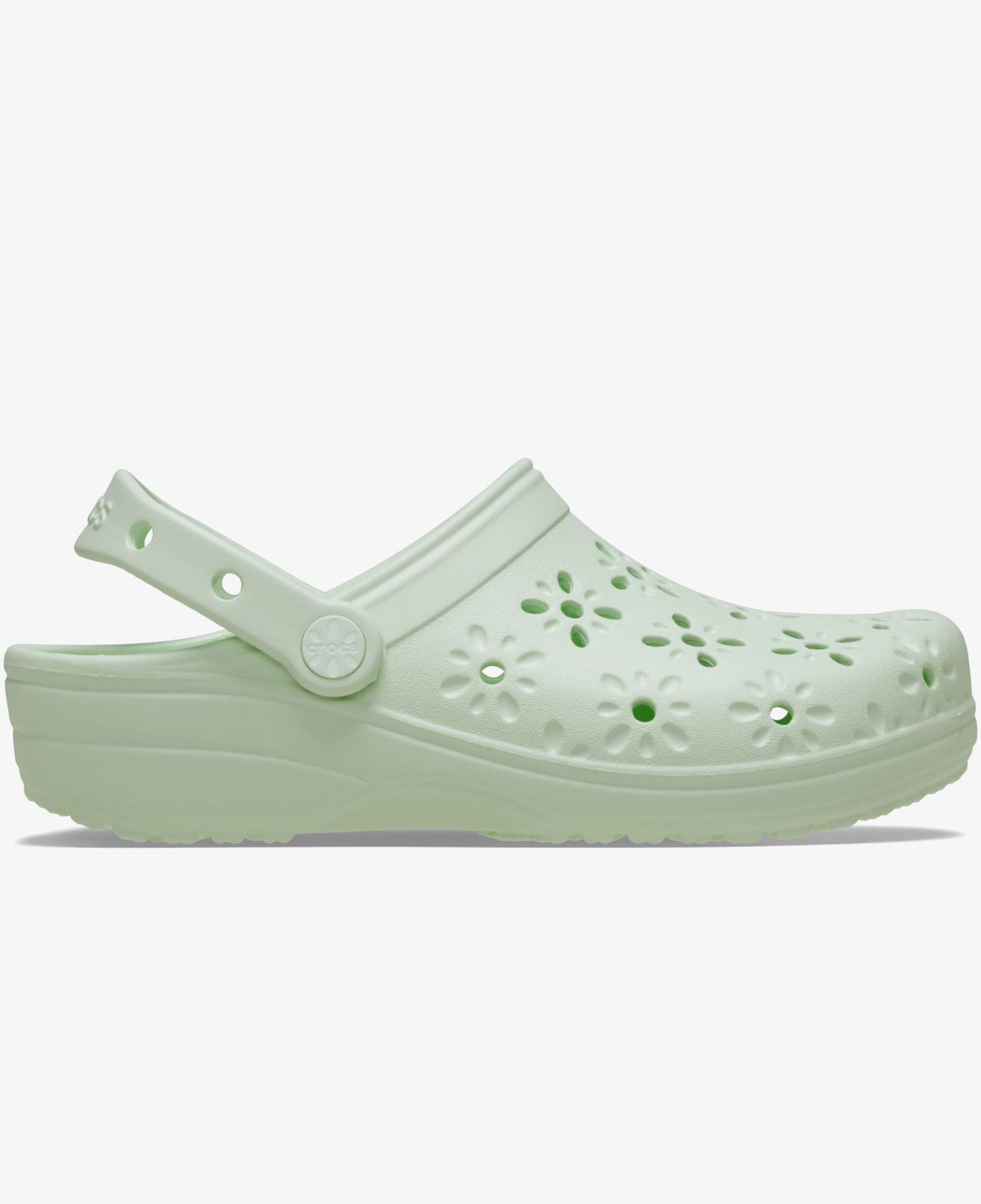 Crocs Classic Floral Cut Out Clog Kadın Yeşil Terlik