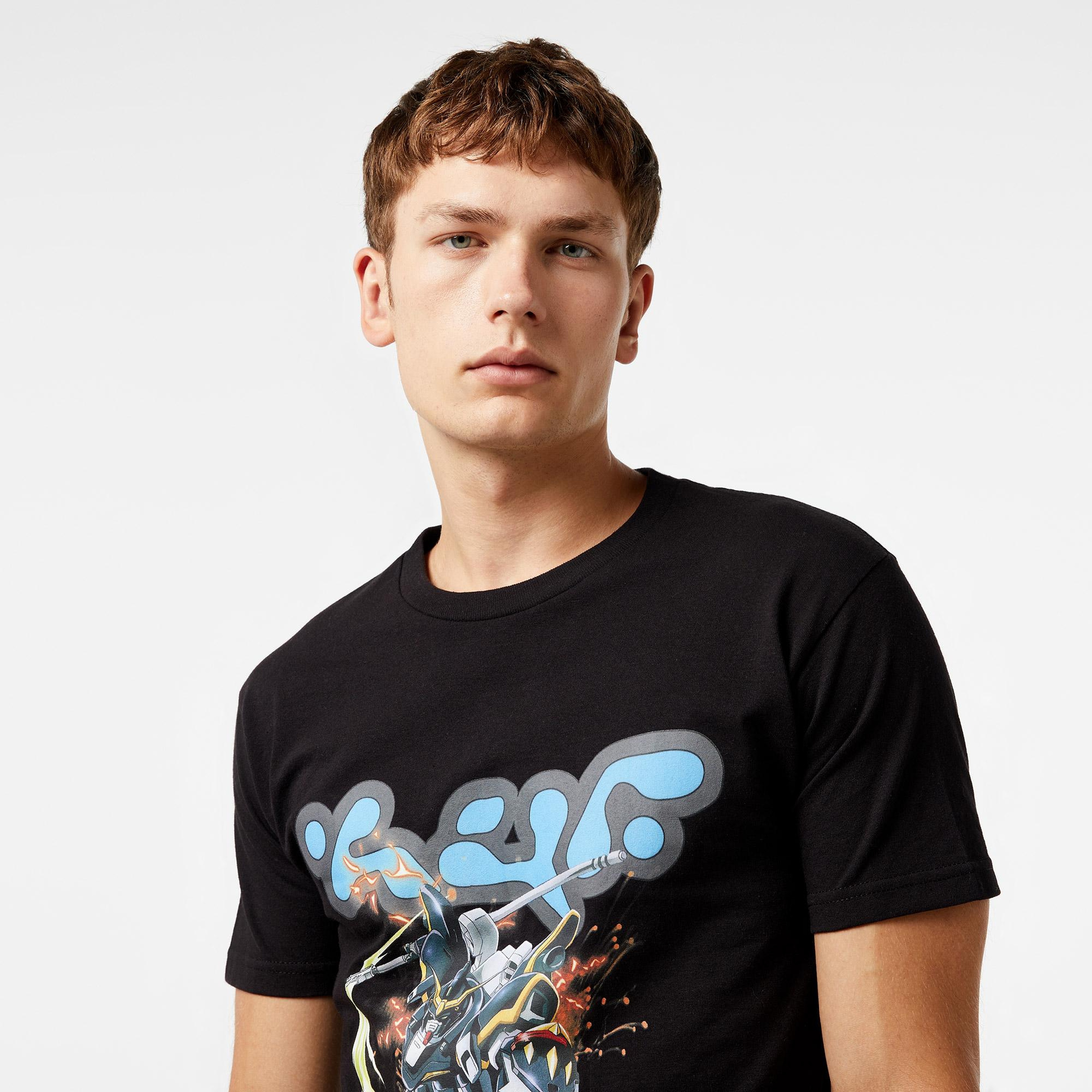 HUF x Gundam Deathscythe Erkek Siyah T-Shirt