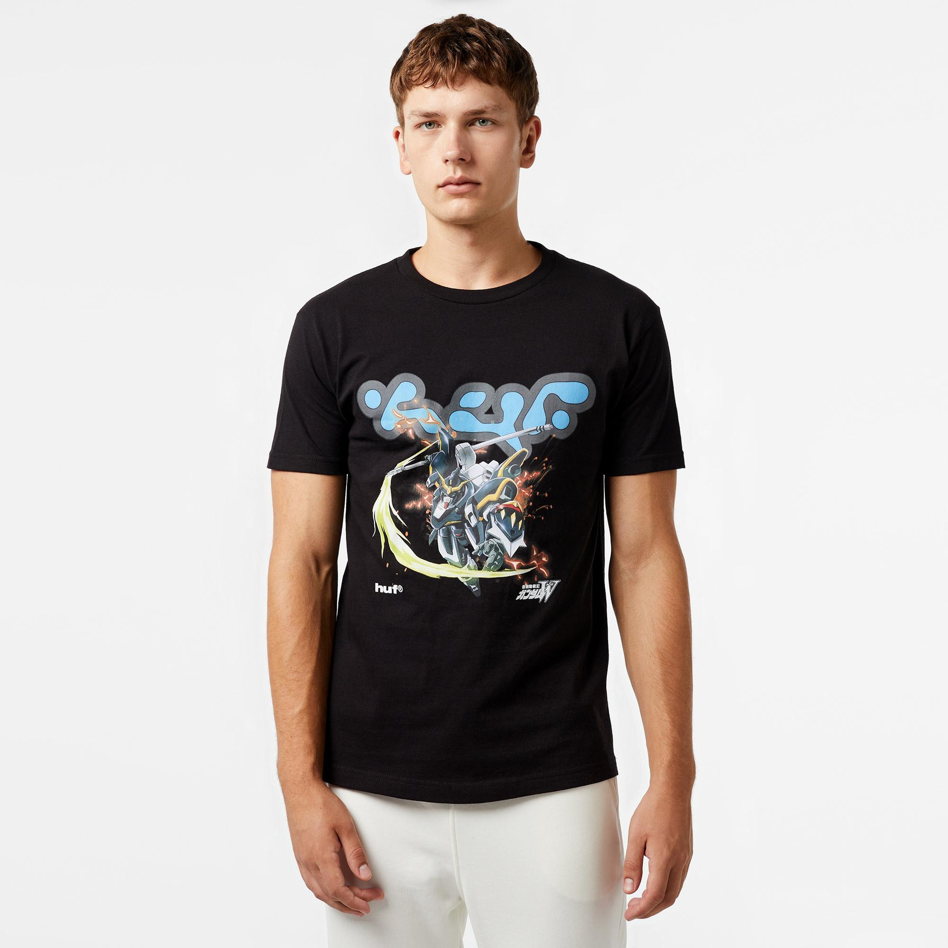 HUF x Gundam Deathscythe Erkek Siyah T-Shirt