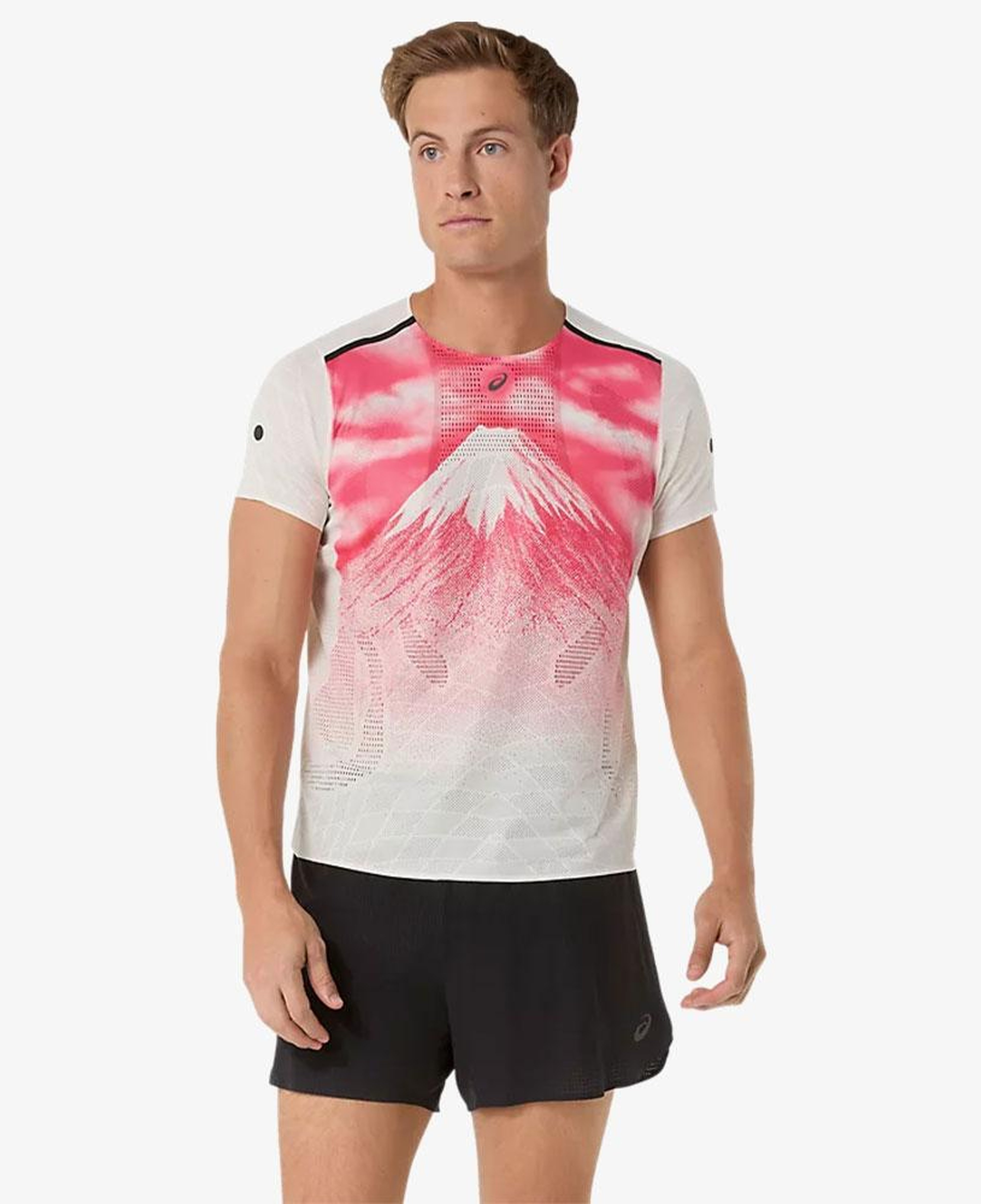 Asics Fujitrail Elite Graphic Erkek Beyaz Koşu T-shirt