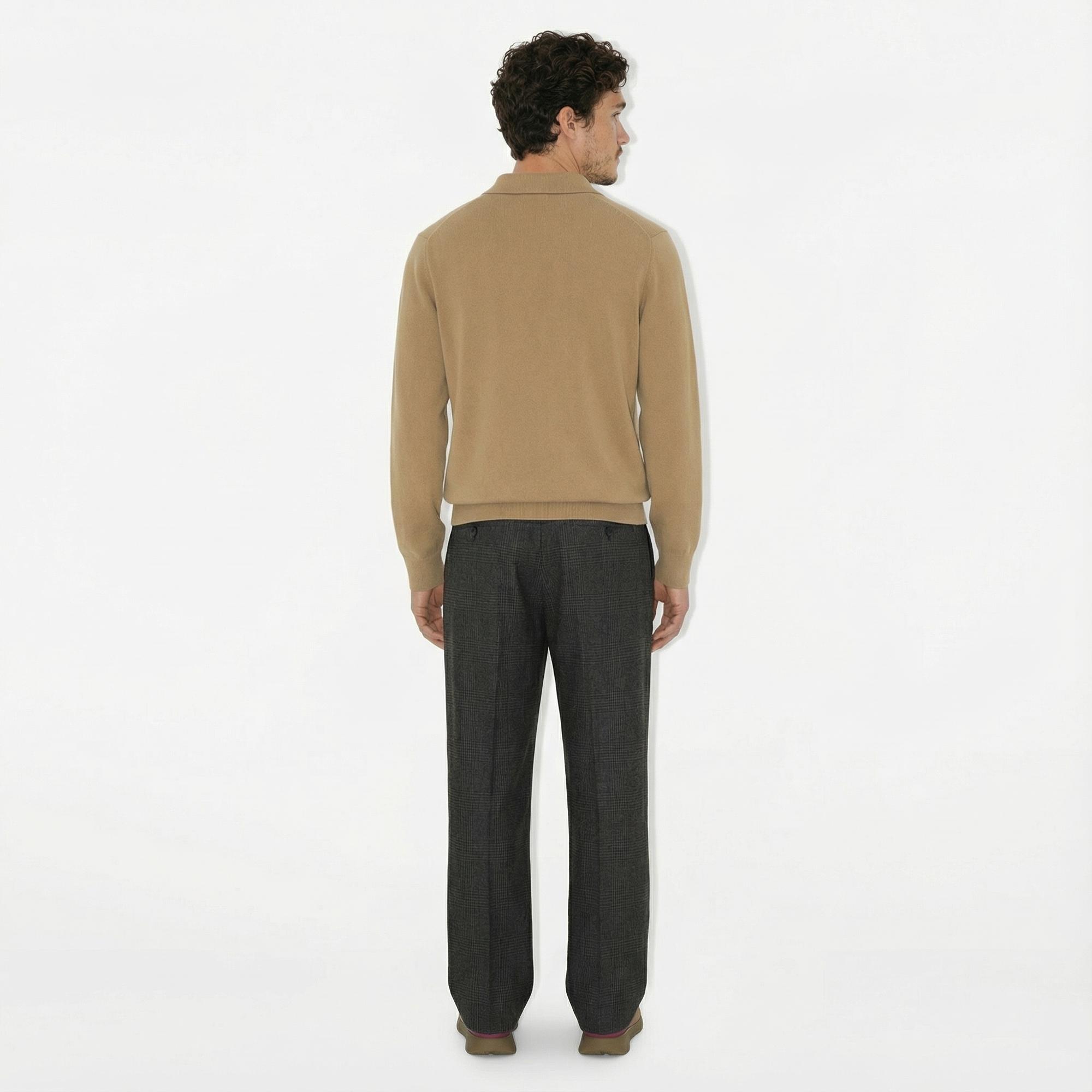 Burberry Cashmere Blend Erkek Bej Uzun Kollu Triko